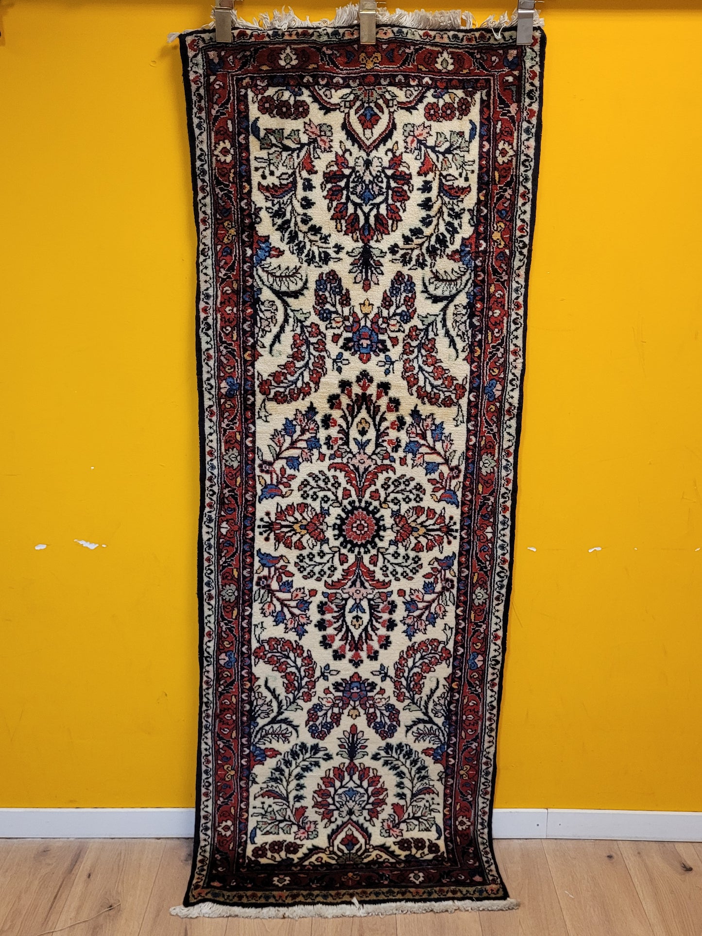 Sarough Perserteppich Läufer 210 × 75 cm – Korkwolle, florales Muster