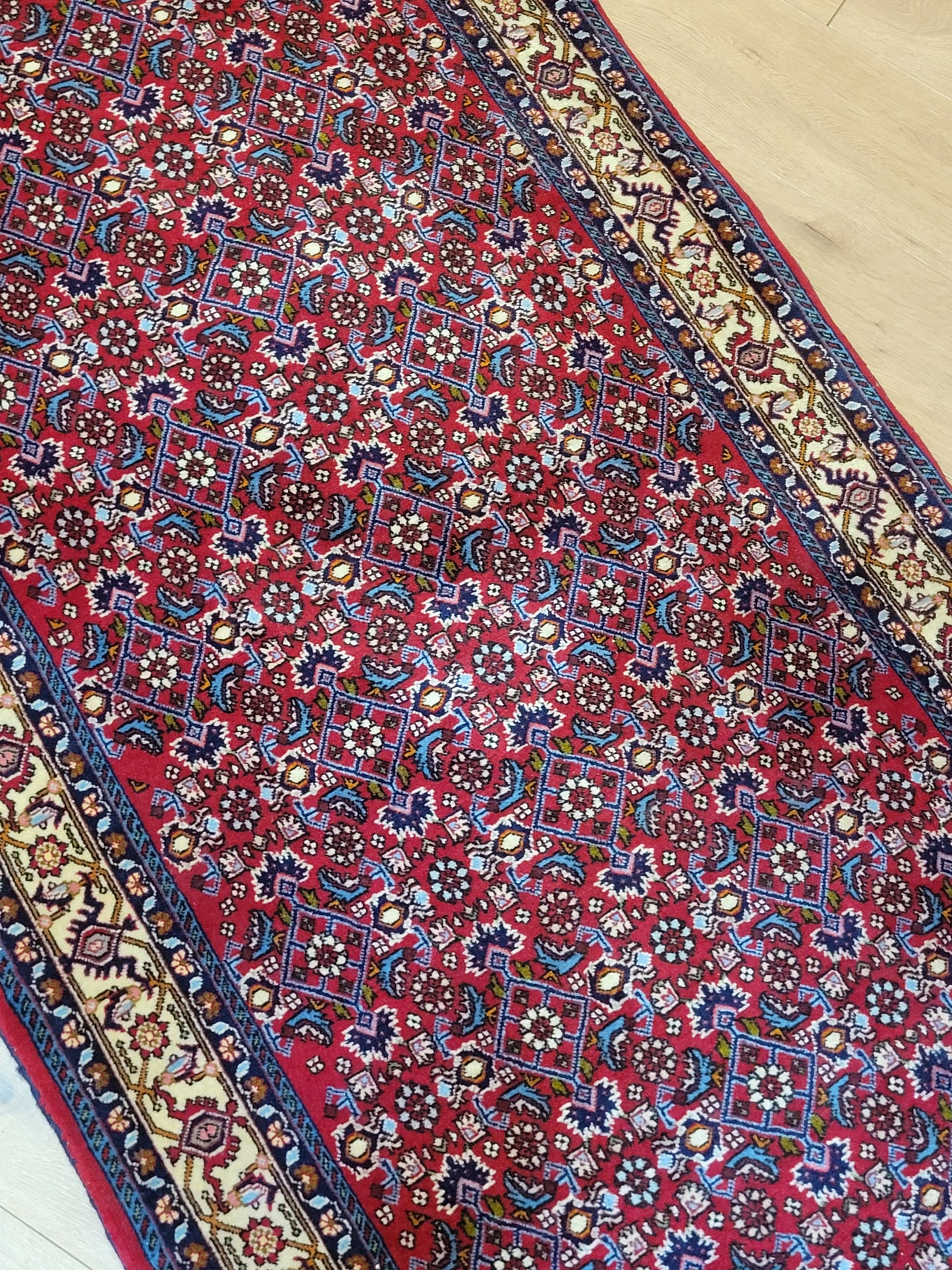 Bidjar Perserteppich Korkwolle, florales Allover-Muster