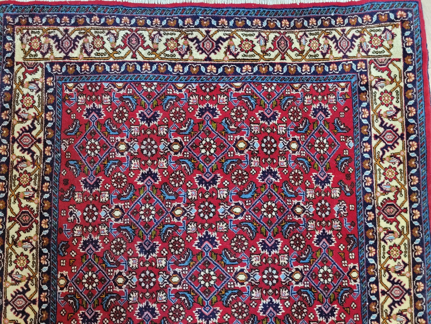 Bidjar Perserteppich Korkwolle, florales Allover-Muster