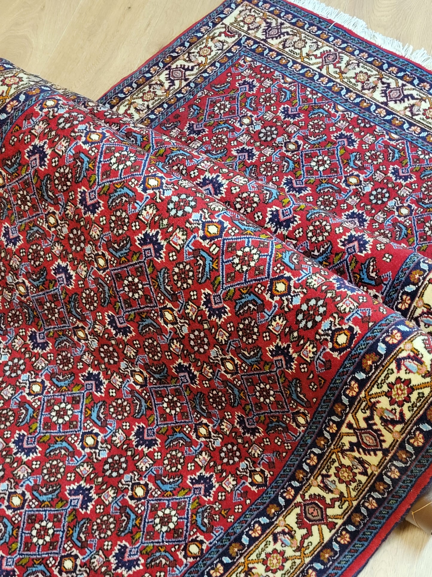 Bidjar Perserteppich Korkwolle, florales Allover-Muster