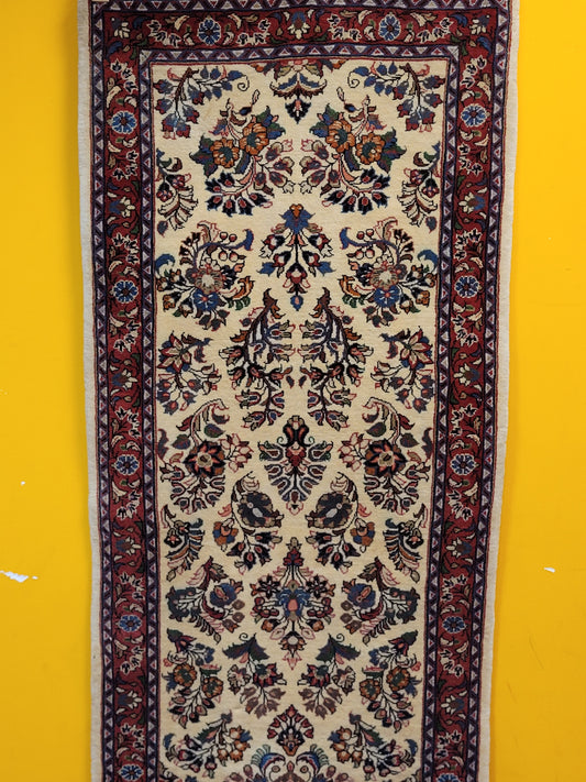 handgeknüpfter Perser Teppich aus Korkwolle mit traditionellem Sarough 80X310cm