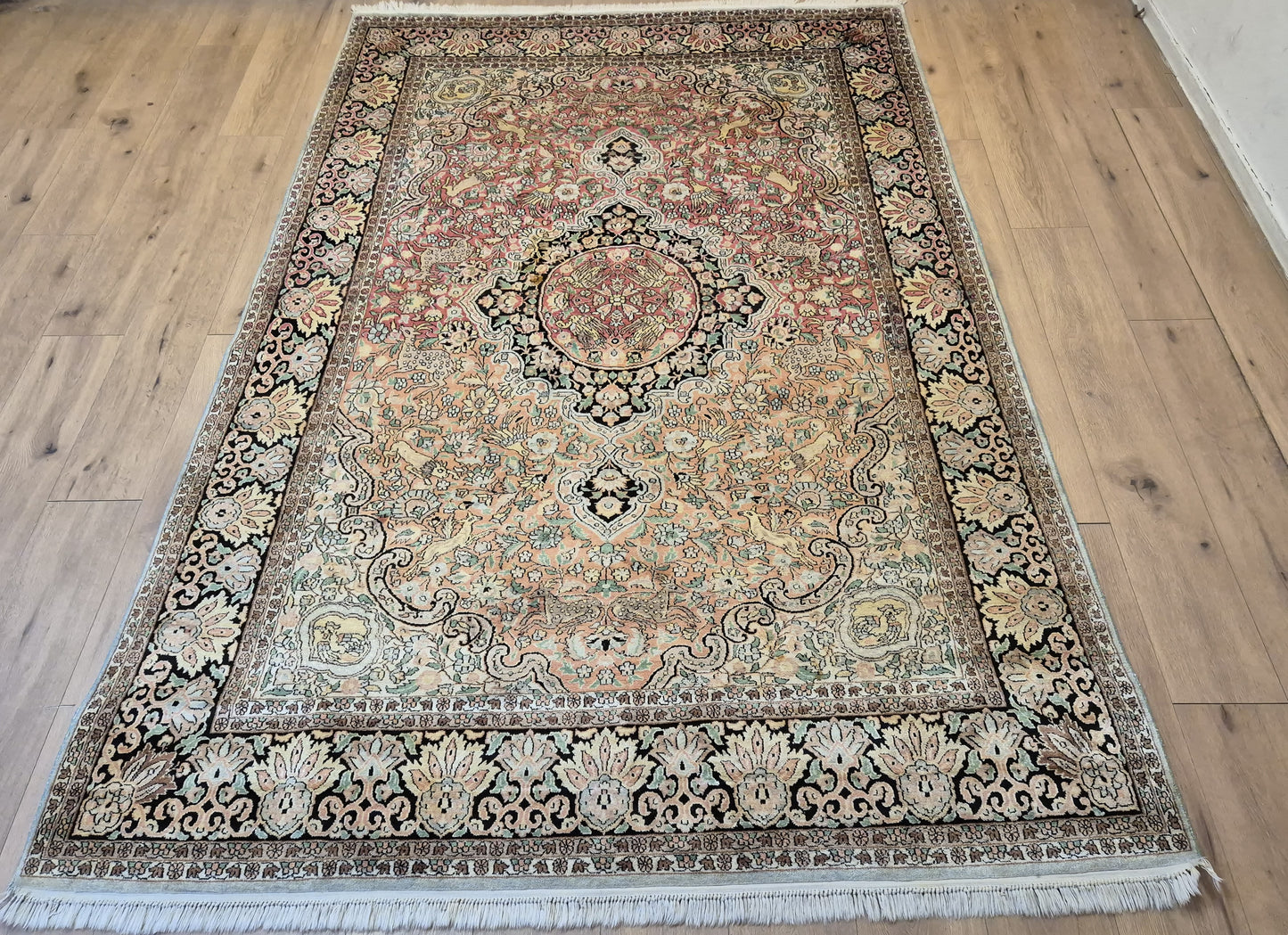 Kaschmir Seide Ghom Teppich Medaillon feine Handknüpfung