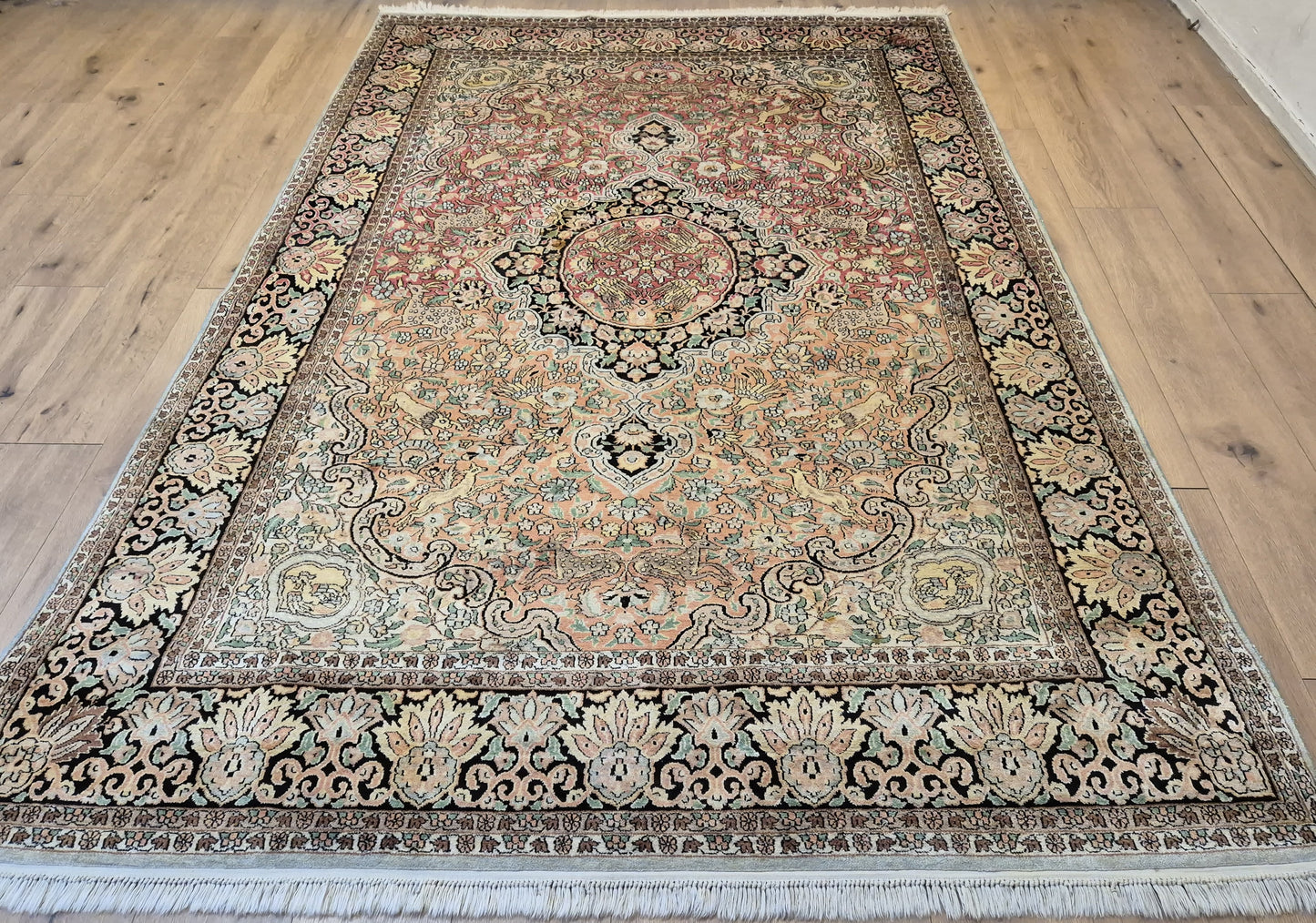 Kaschmir Seide Ghom Teppich Medaillon feine Handknüpfung