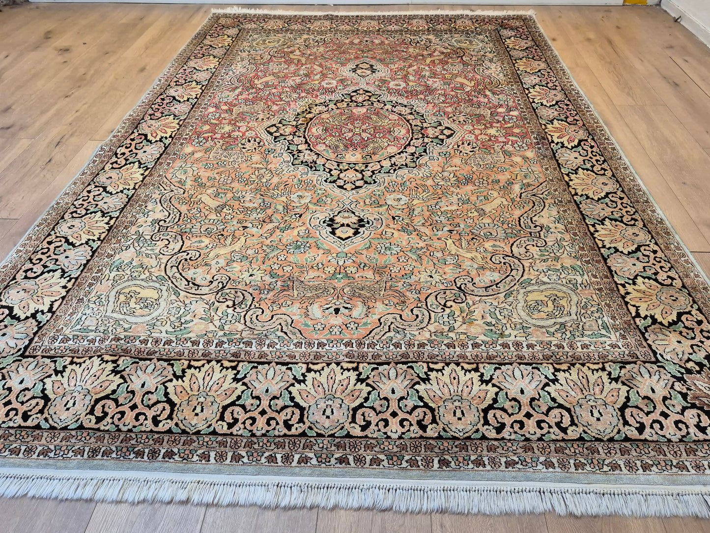 Kaschmir Seide Ghom Teppich Medaillon feine Handknüpfung