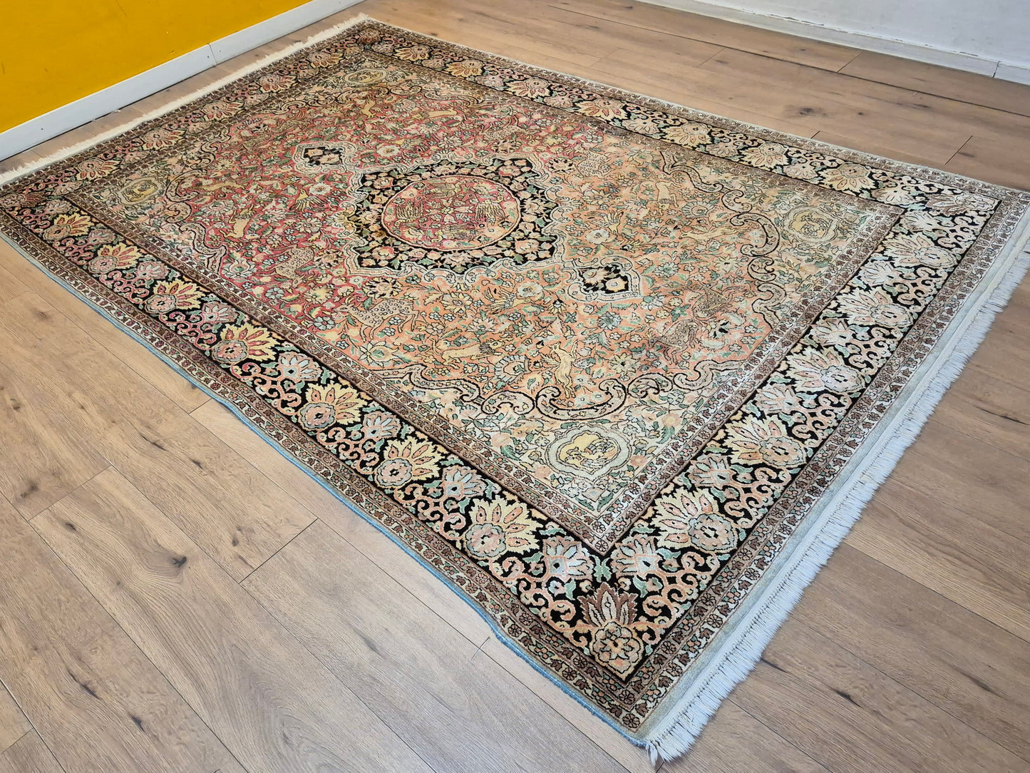 Kaschmir Seide Ghom Teppich Medaillon feine Handknüpfung