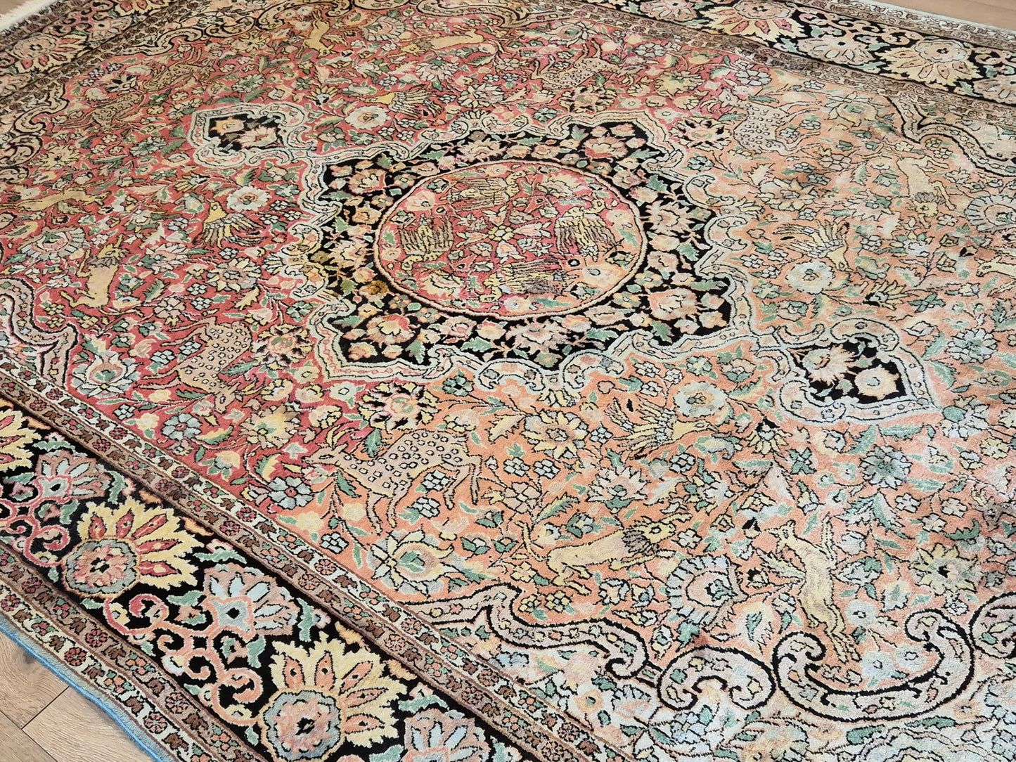 Kaschmir Seide Ghom Teppich Medaillon feine Handknüpfung