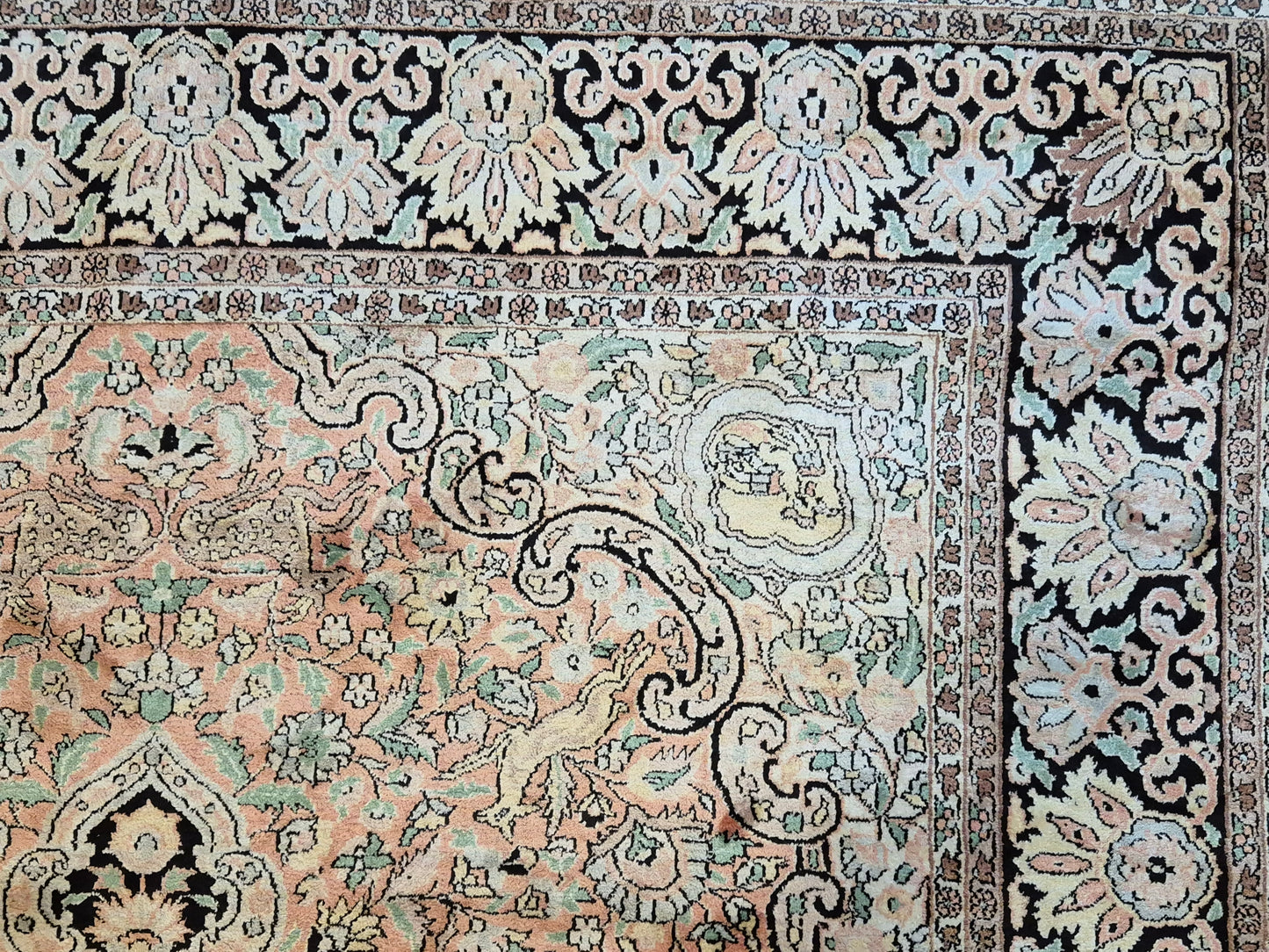 Kaschmir Seide Ghom Teppich Medaillon feine Handknüpfung