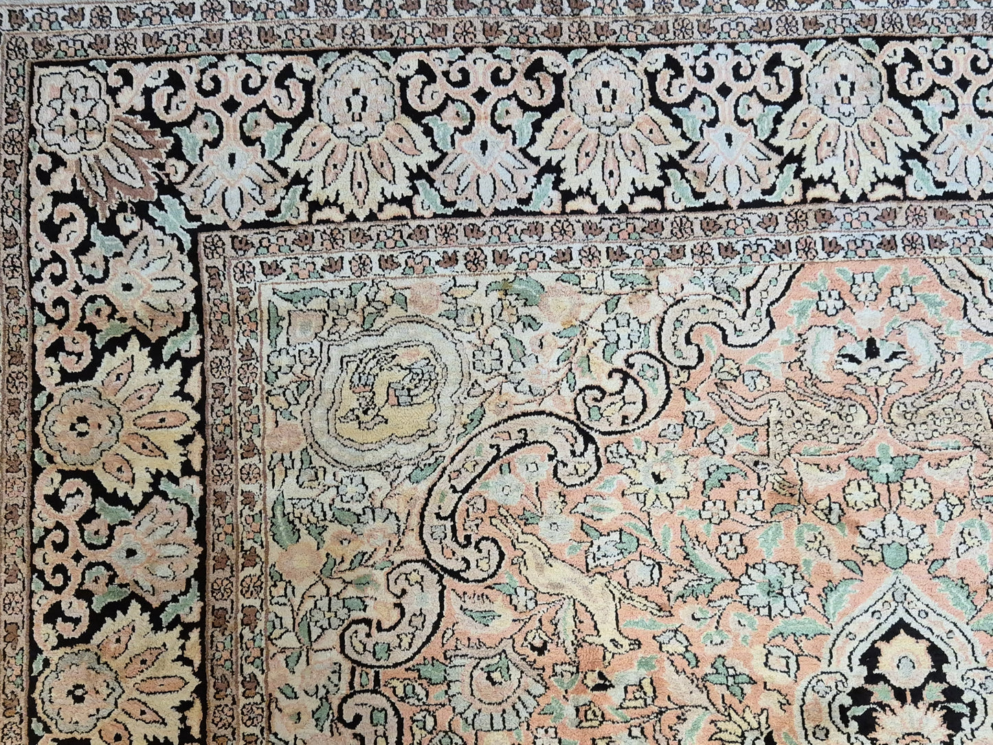 Kaschmir Seide Ghom Teppich Medaillon feine Handknüpfung