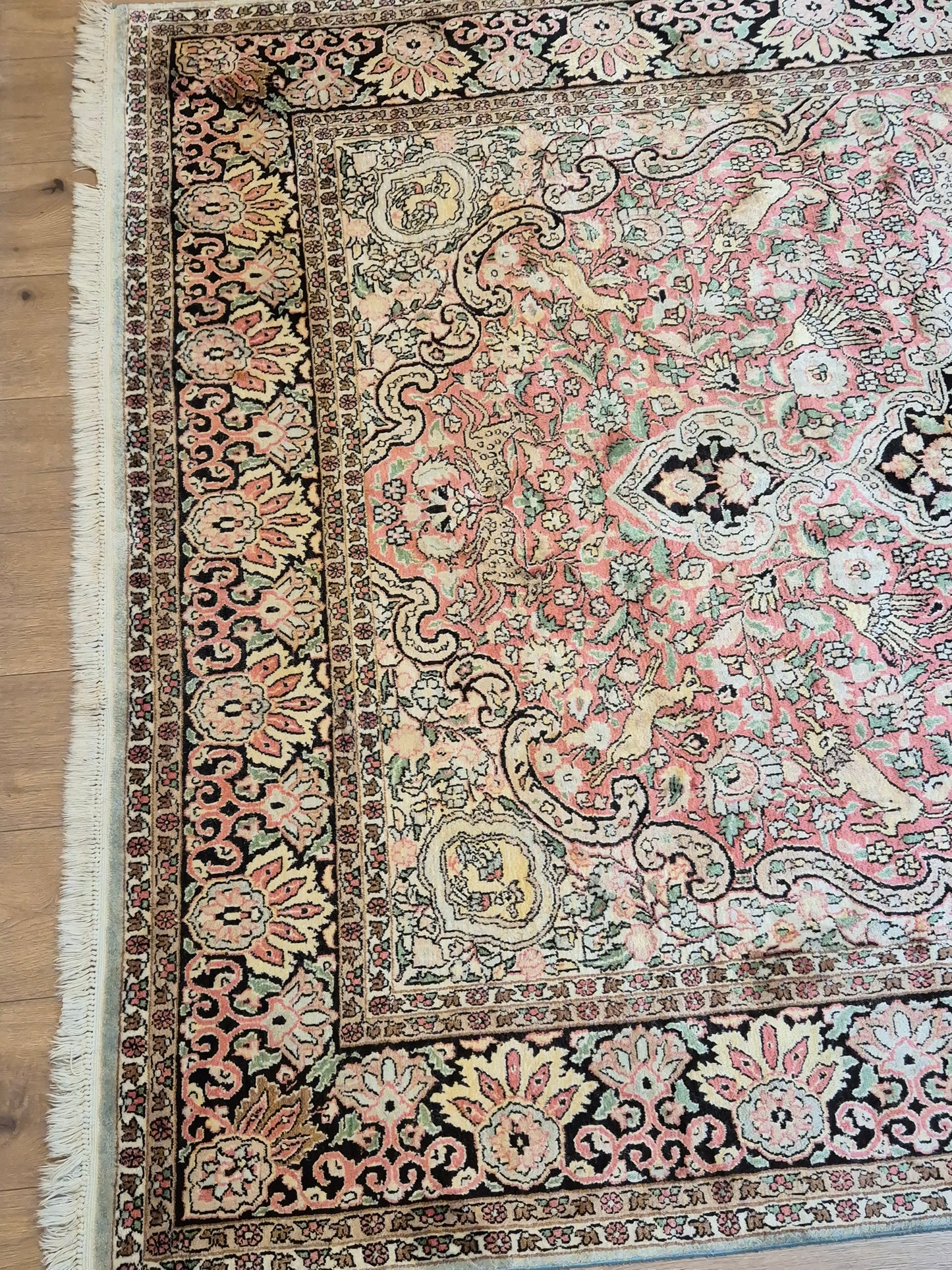 Kaschmir Seide Ghom Teppich Medaillon feine Handknüpfung