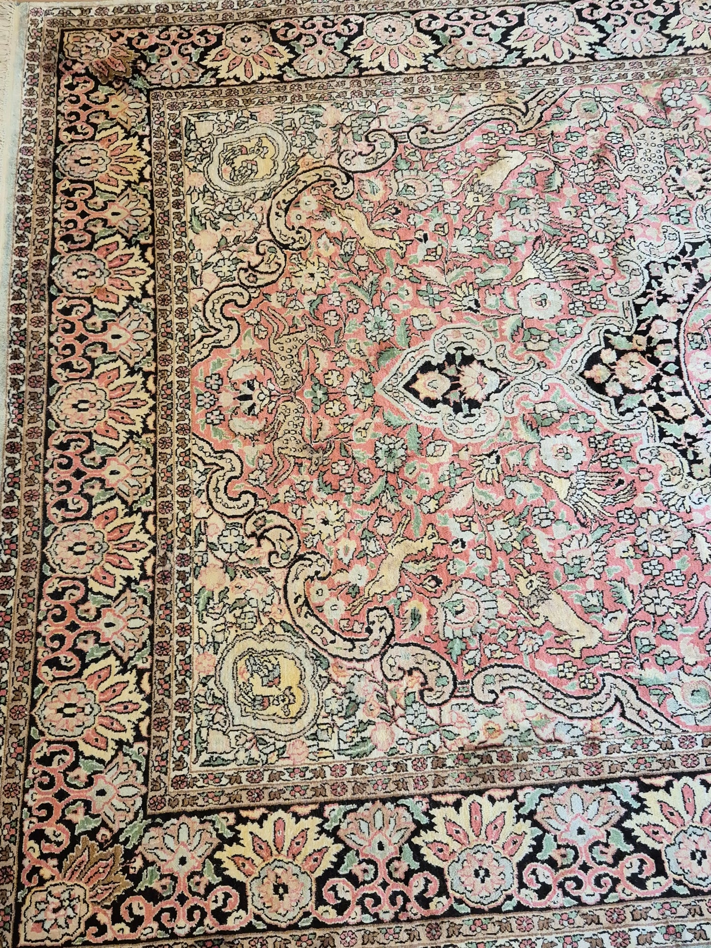 Kaschmir Seide Ghom Teppich Medaillon feine Handknüpfung