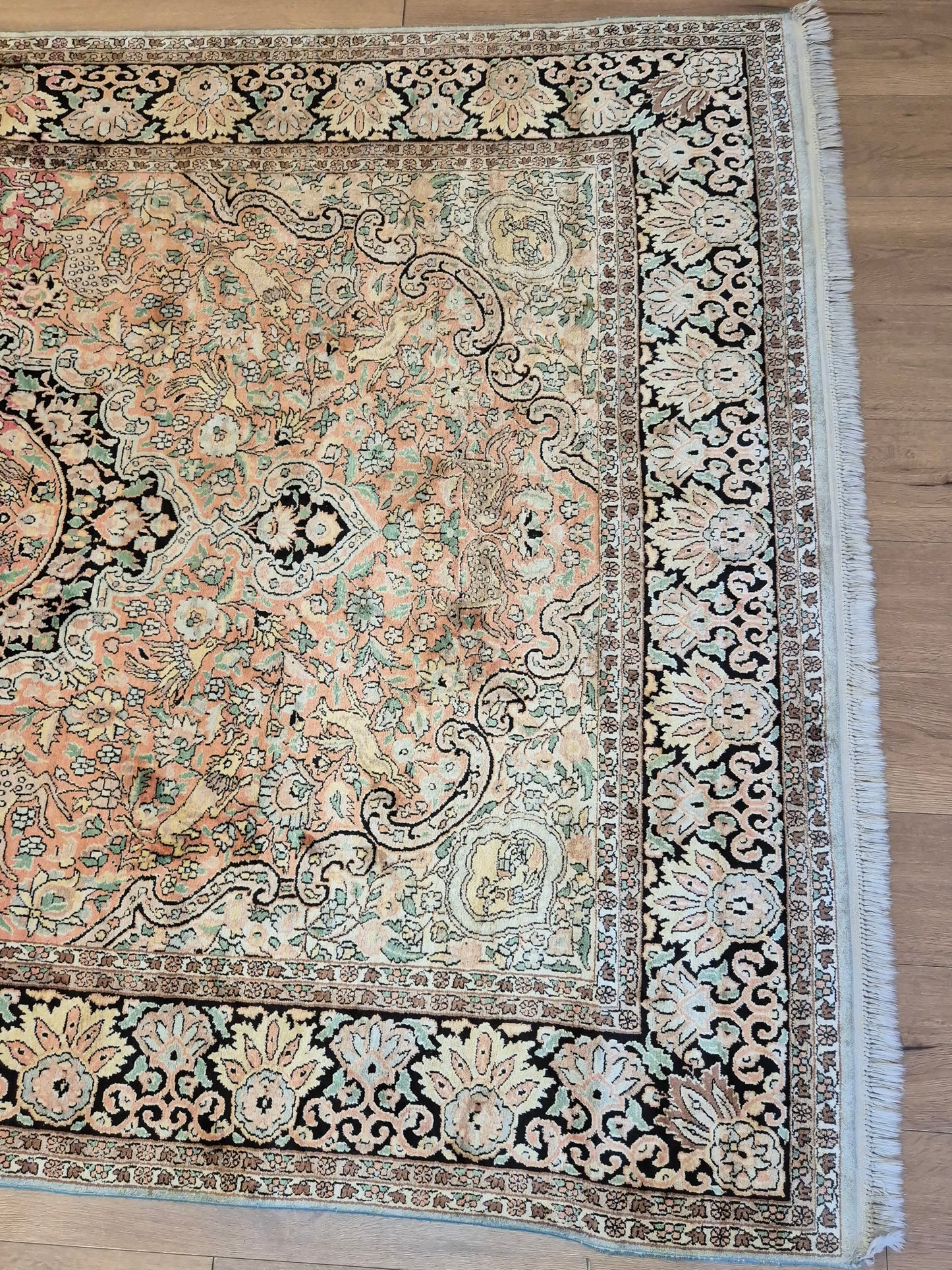 Kaschmir Seide Ghom Teppich Medaillon feine Handknüpfung