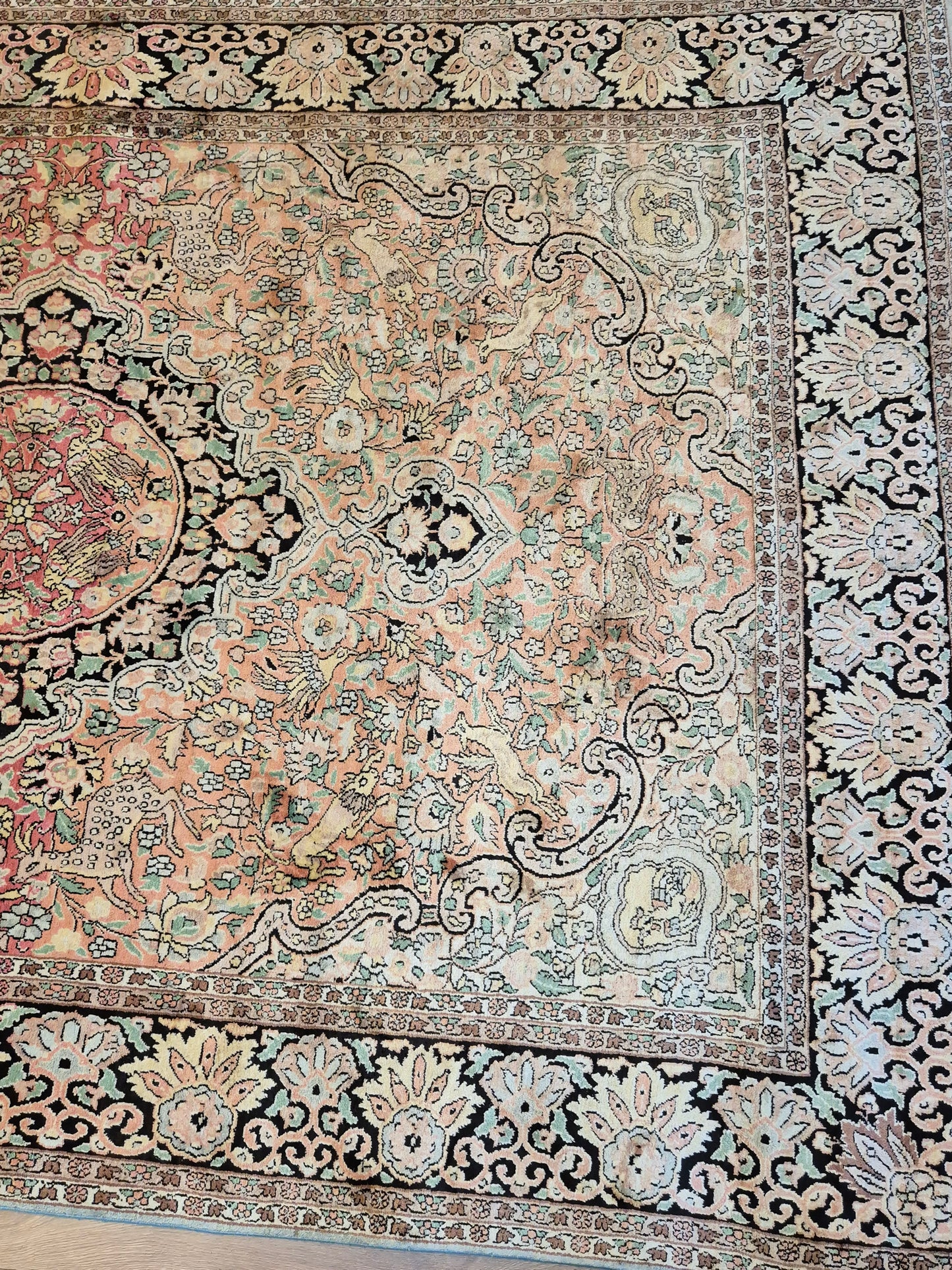 Kaschmir Seide Ghom Teppich Medaillon feine Handknüpfung