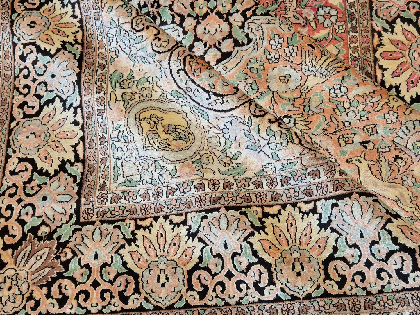 Kaschmir Seide Ghom Teppich Medaillon feine Handknüpfung