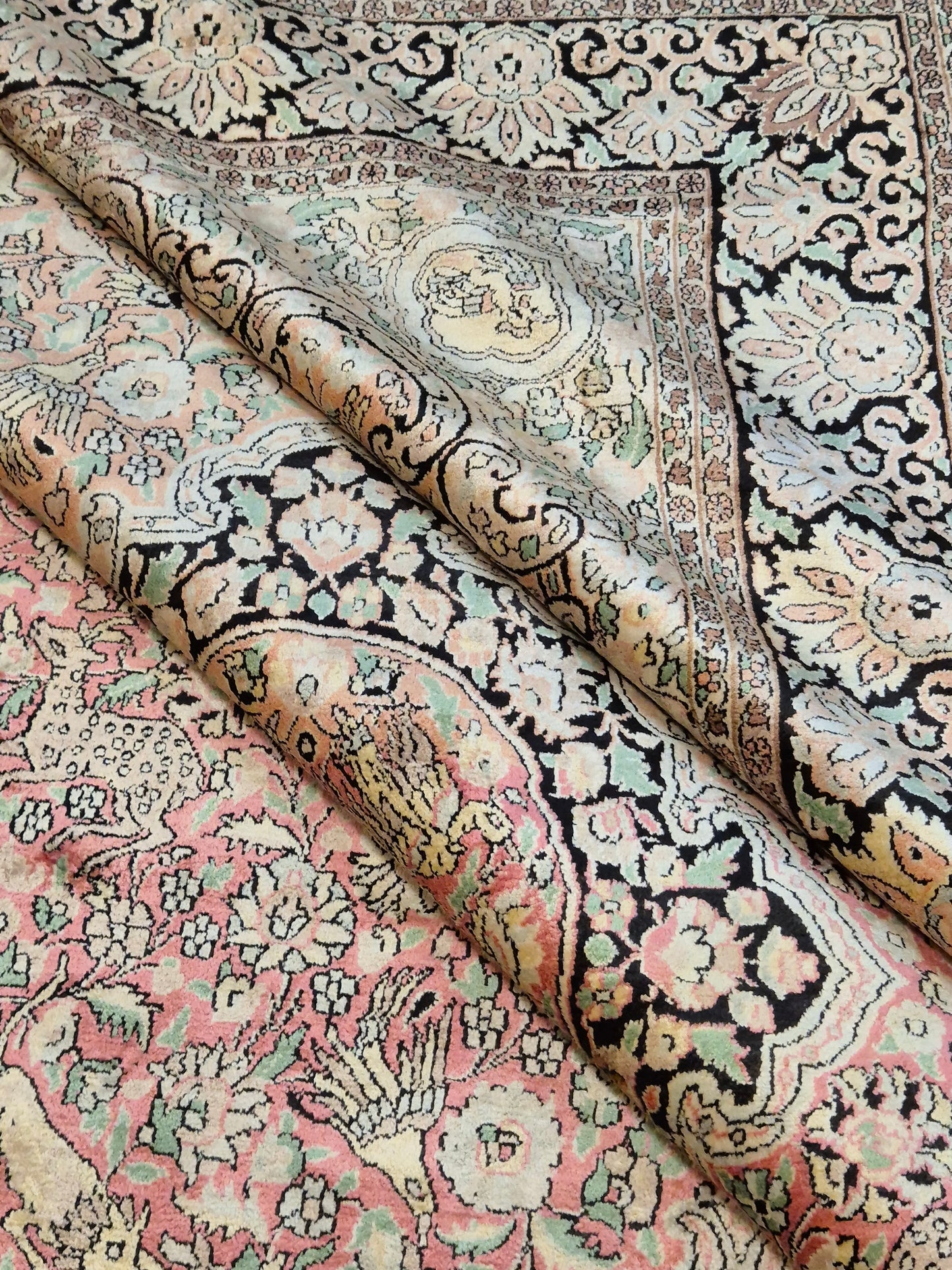 Kaschmir Seide Ghom Teppich Medaillon feine Handknüpfung