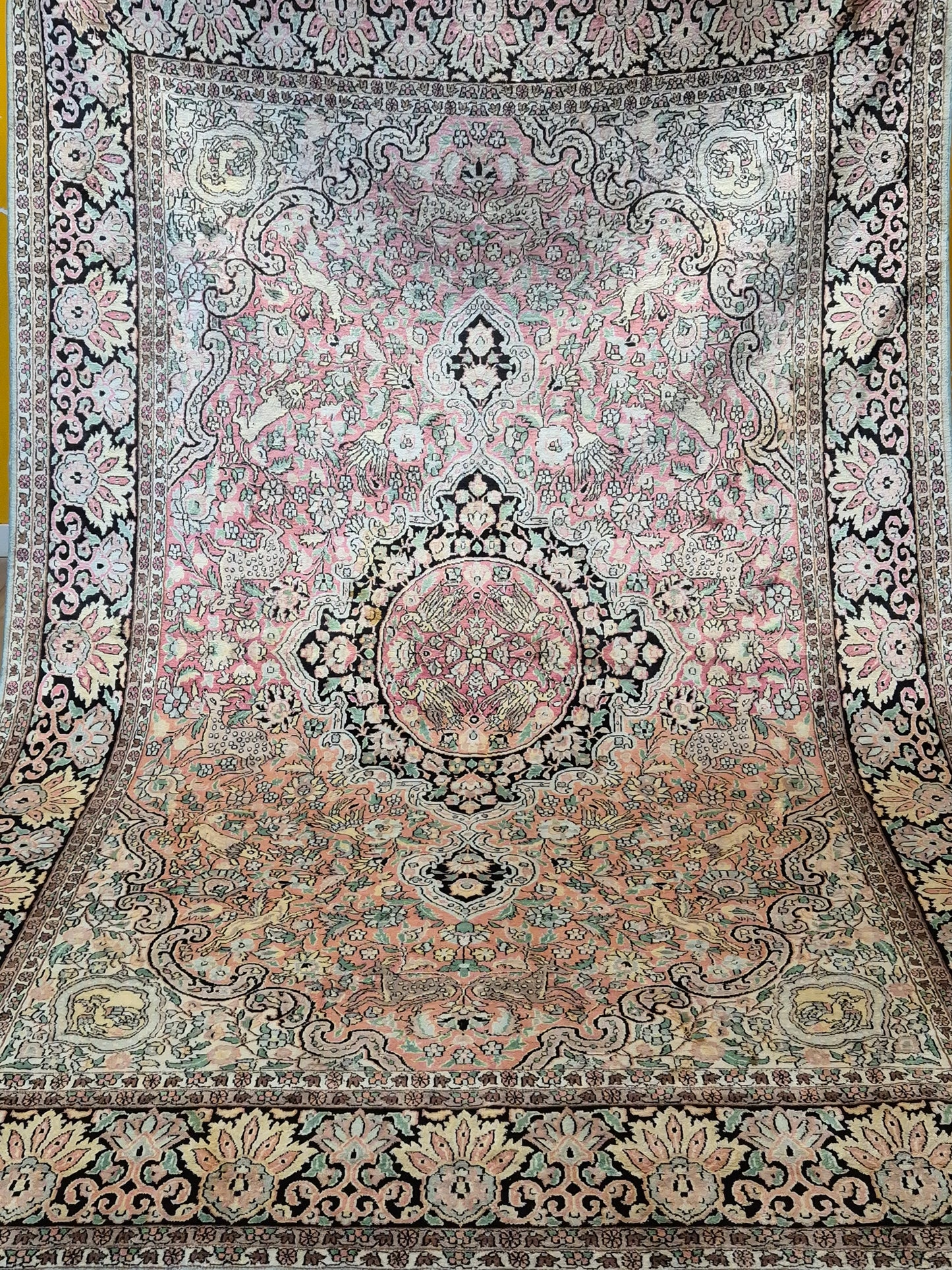 Kaschmir Seide Ghom Teppich Medaillon feine Handknüpfung