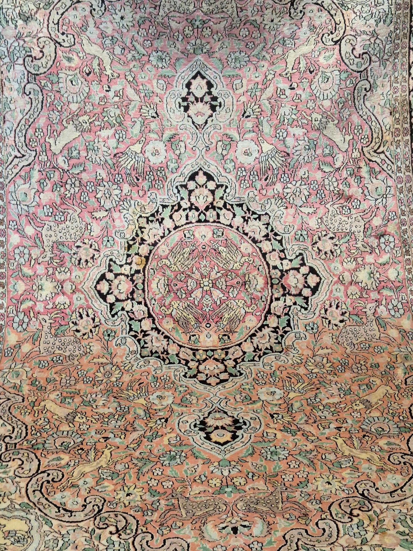 Kaschmir Seide Ghom Teppich Medaillon feine Handknüpfung