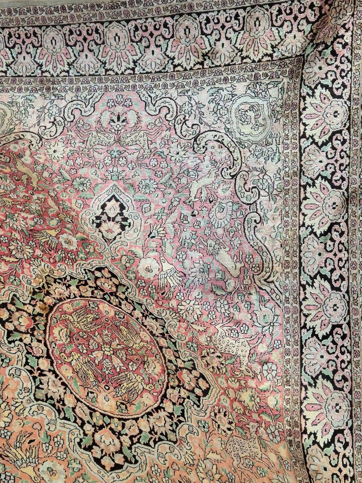 Kaschmir Seide Ghom Teppich Medaillon feine Handknüpfung