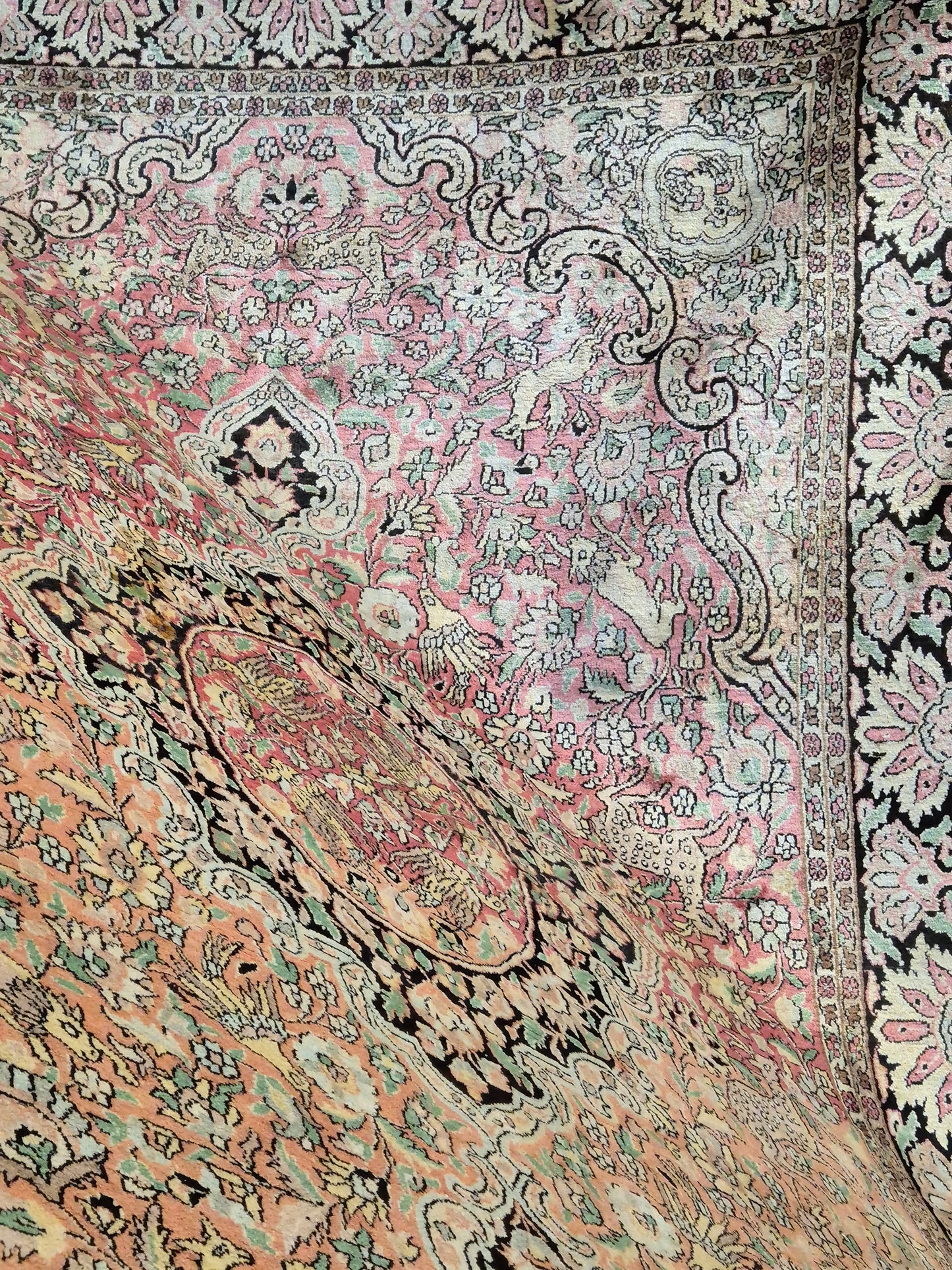 Kaschmir Seide Ghom Teppich Medaillon feine Handknüpfung