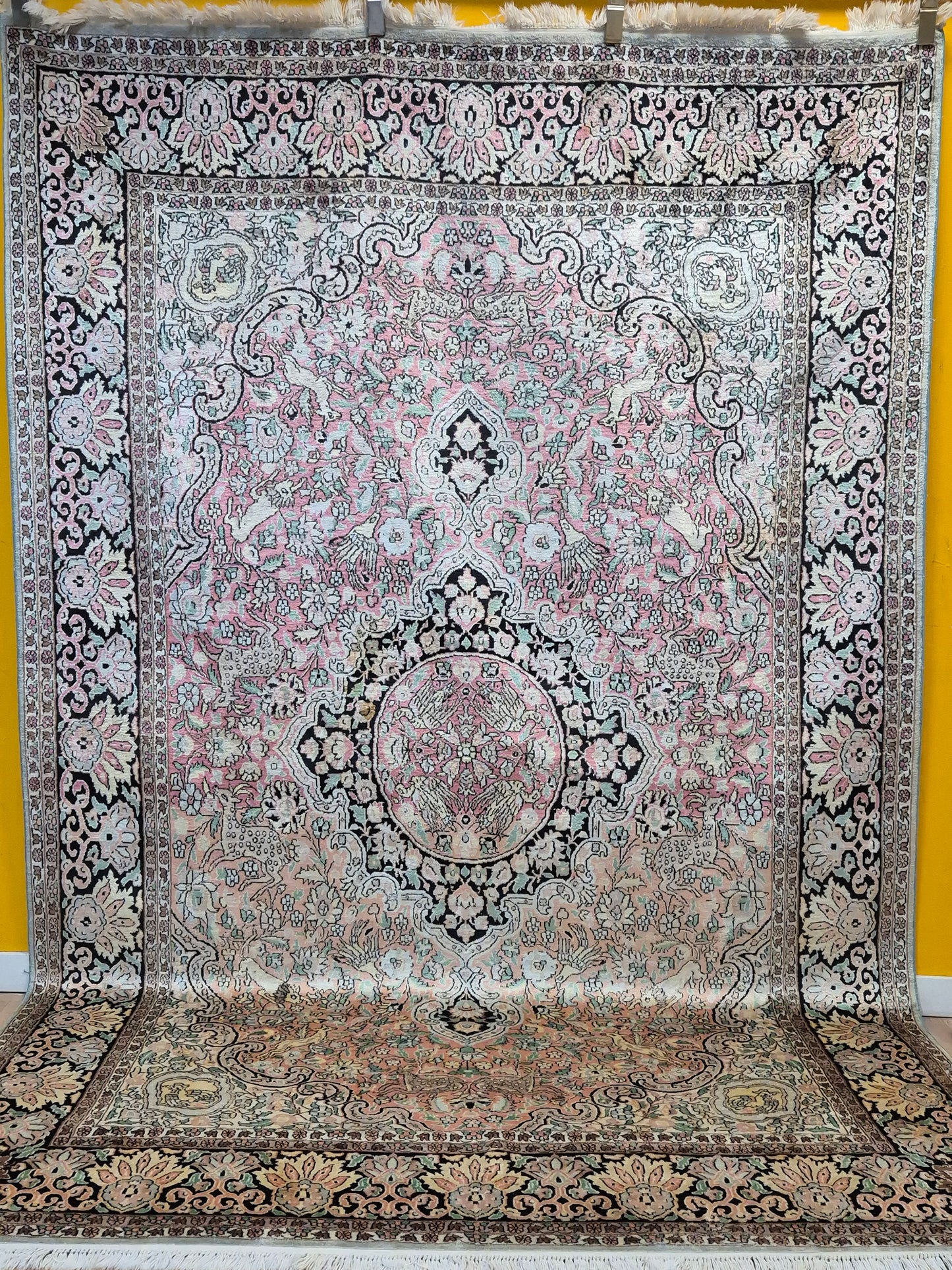 Kaschmir Seide Ghom Teppich Medaillon feine Handknüpfung