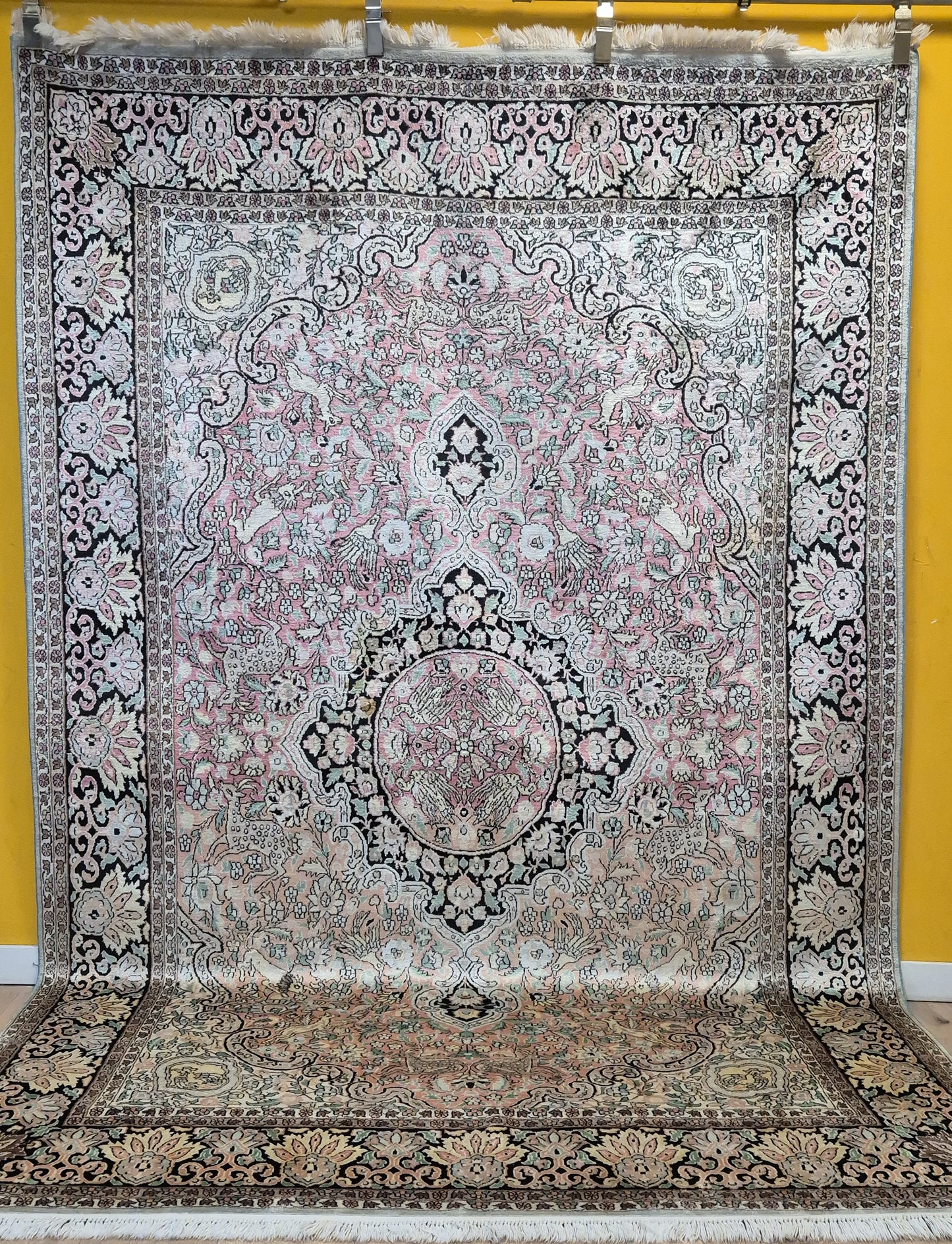 Kaschmir Seide Ghom Teppich Medaillon feine Handknüpfung