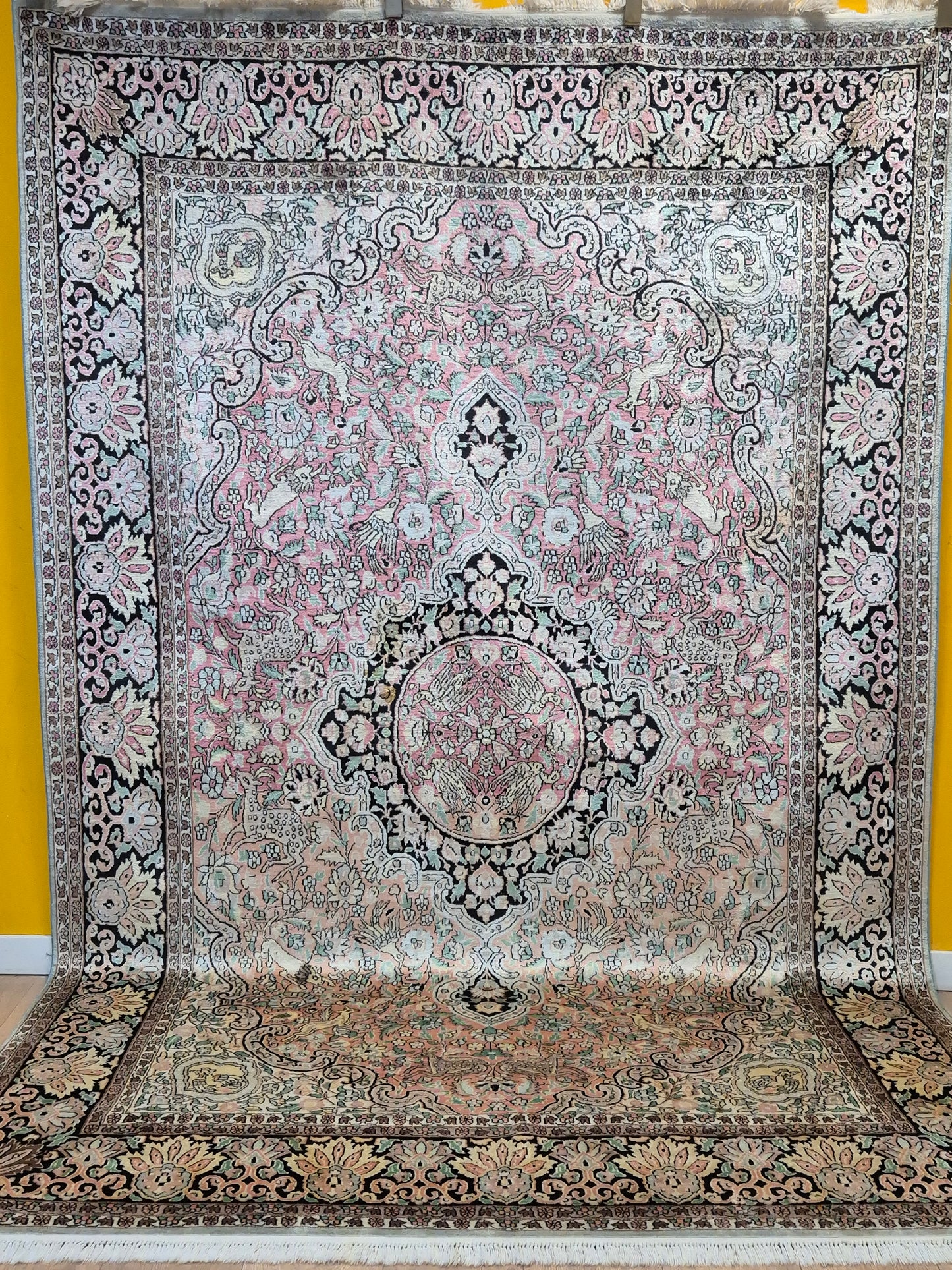 Kaschmir Seide Ghom Teppich Medaillon feine Handknüpfung