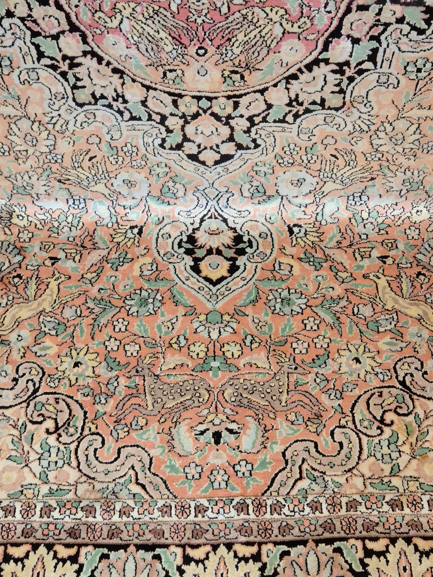 Kaschmir Seide Ghom Teppich Medaillon feine Handknüpfung