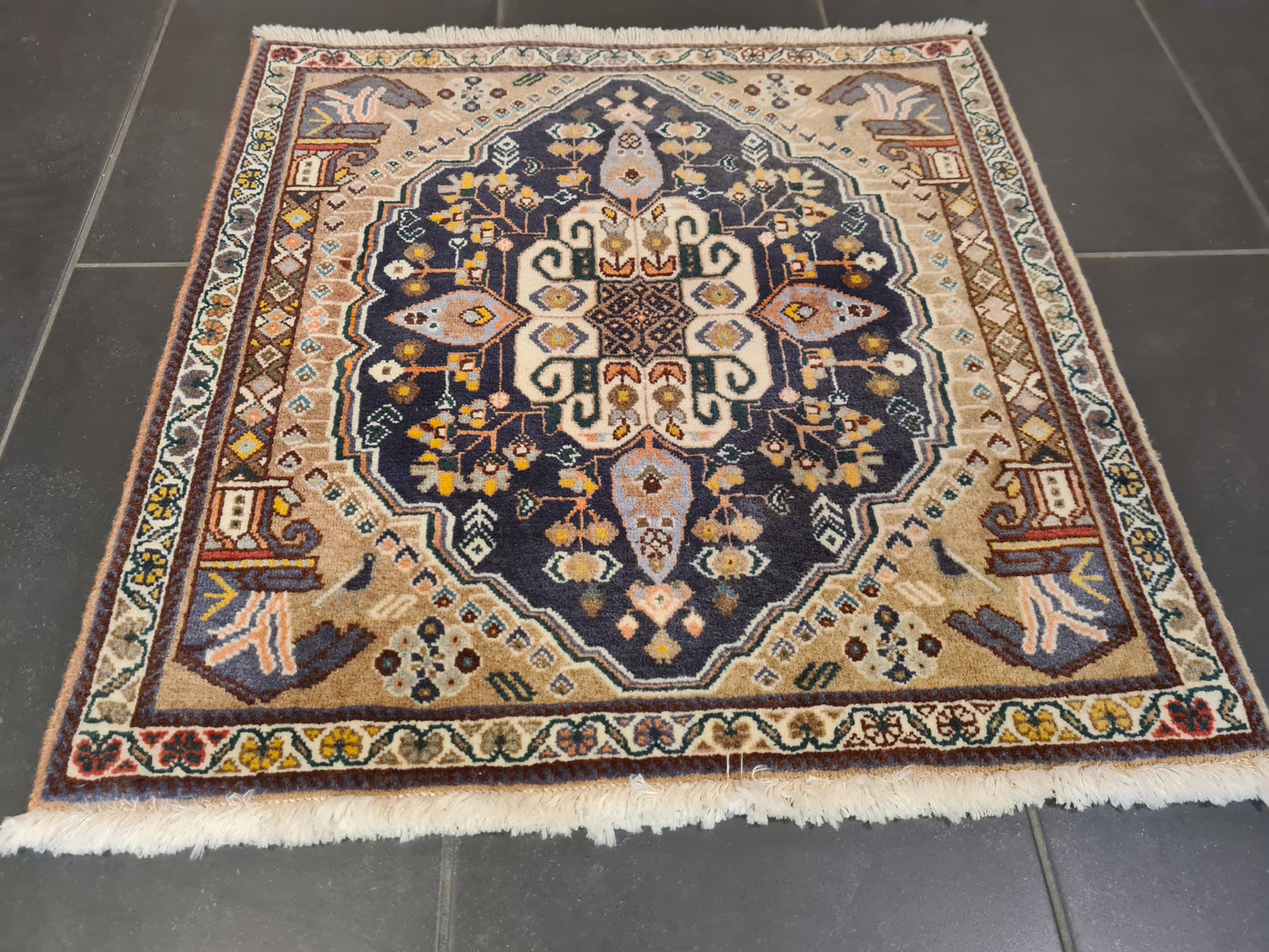 Perserteppich Orientteppich Handgeknüpfter Teppich Bidjar 70x65cm