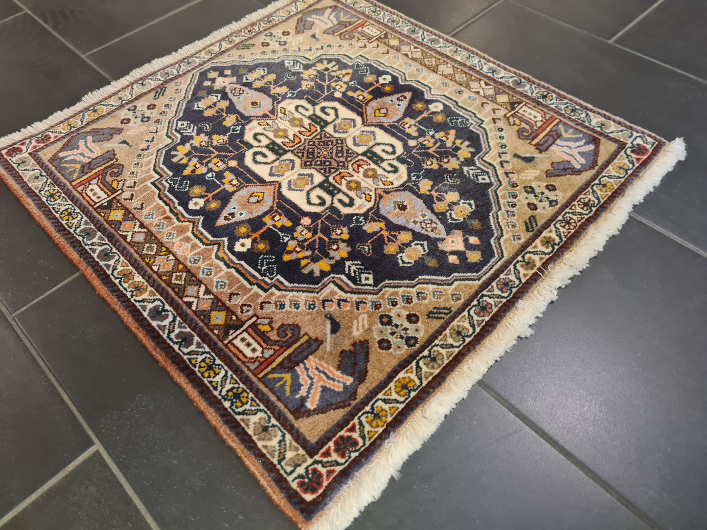 Perserteppich Orientteppich Handgeknüpfter Teppich Bidjar 70x65cm