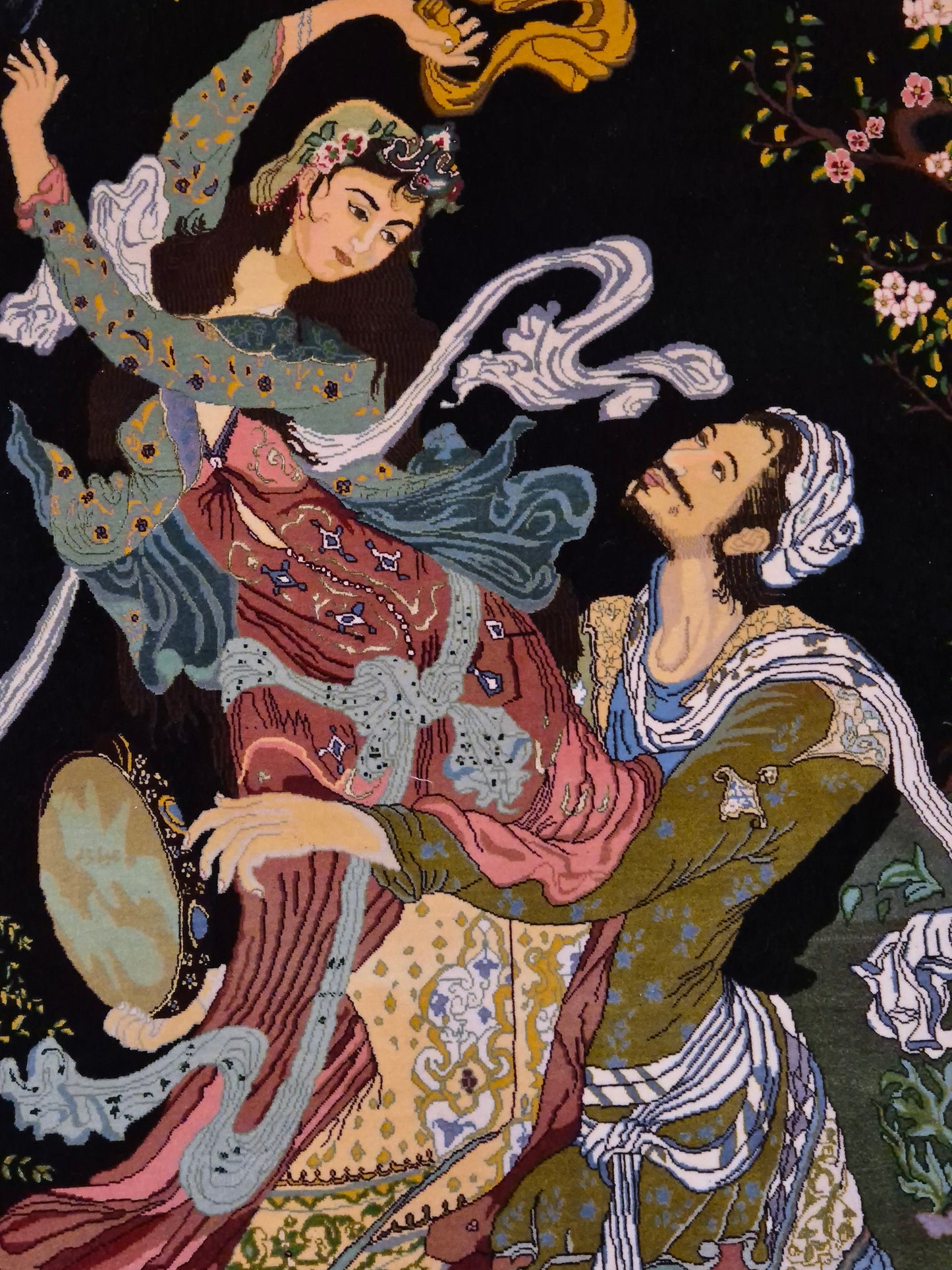 Täbriz Teppich Korkwolle mit Seide figürliche Darstellung