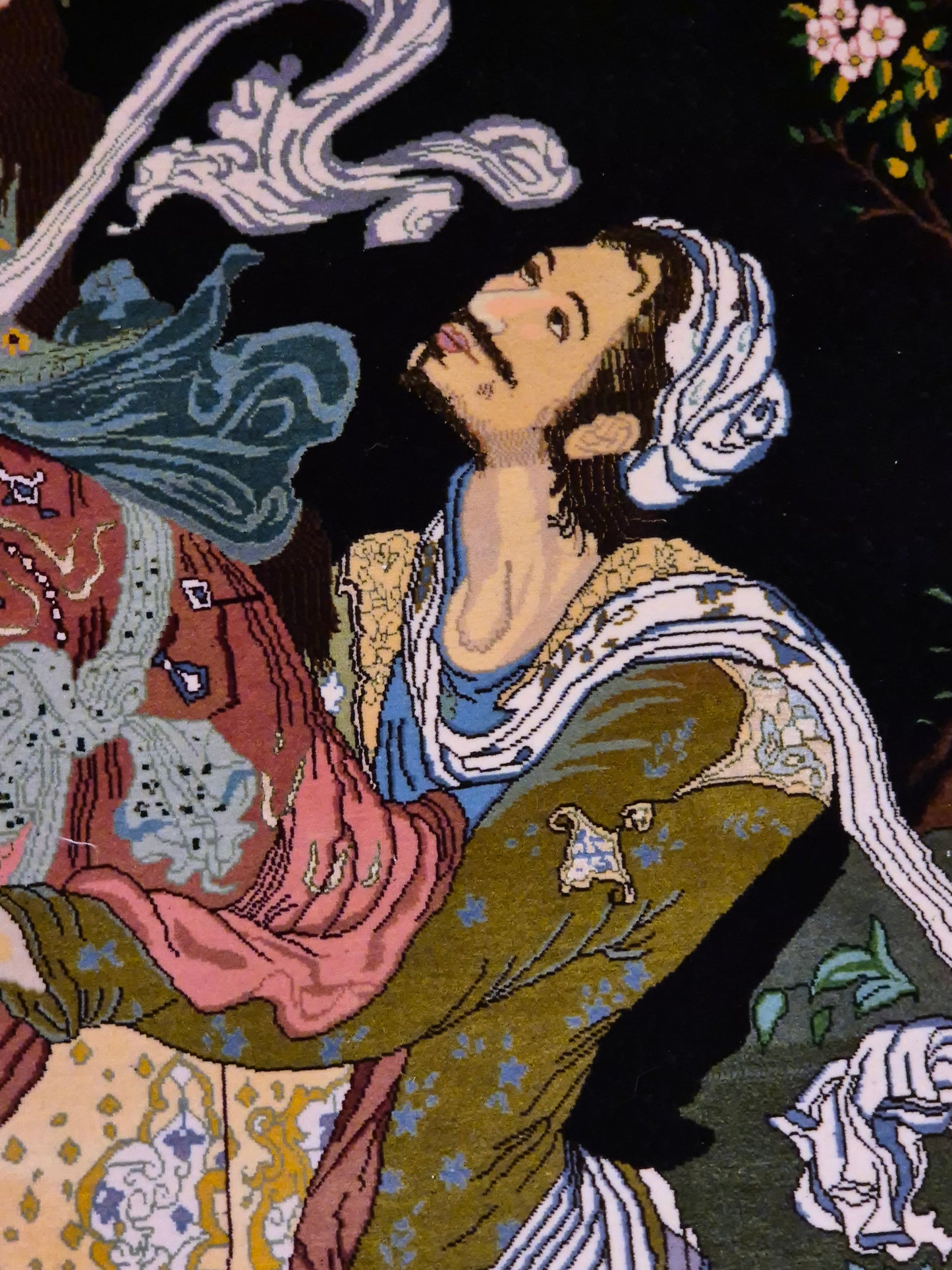 Täbriz Teppich Korkwolle mit Seide figürliche Darstellung