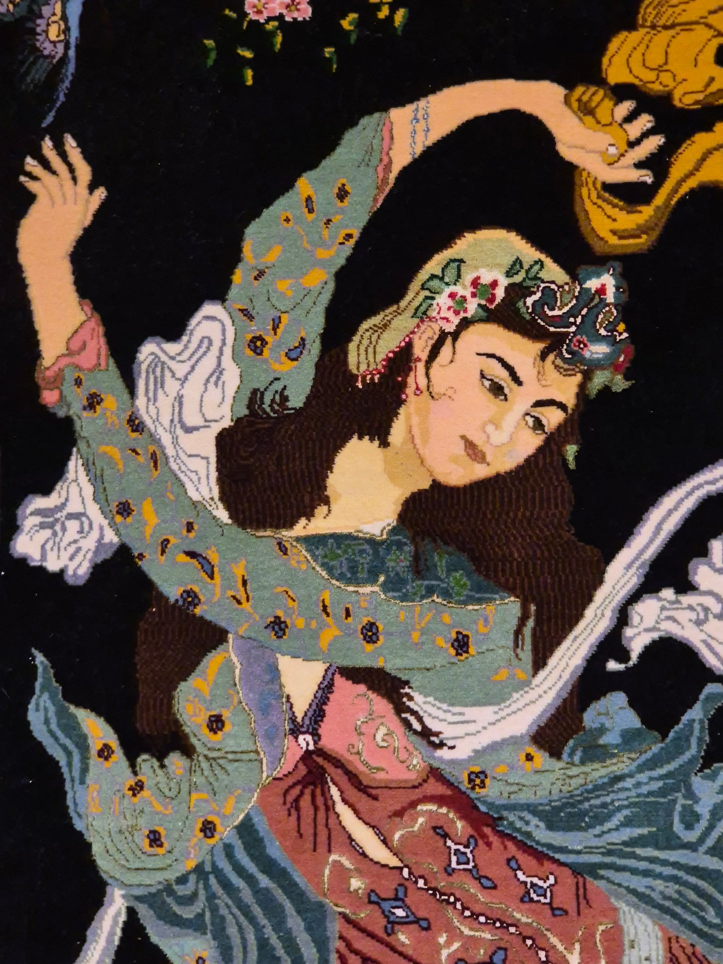 Täbriz Teppich Korkwolle mit Seide figürliche Darstellung