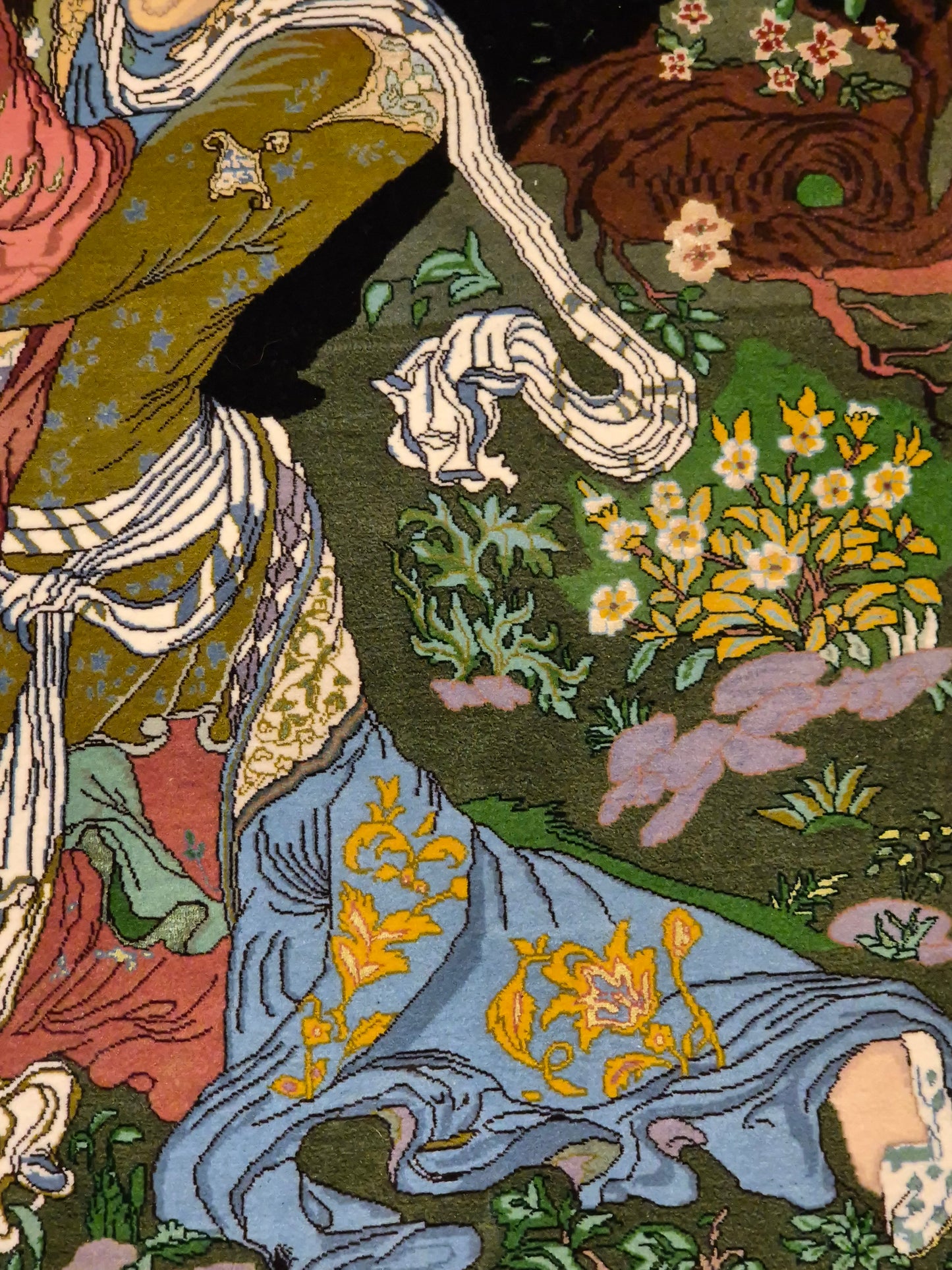 Täbriz Teppich Korkwolle mit Seide figürliche Darstellung