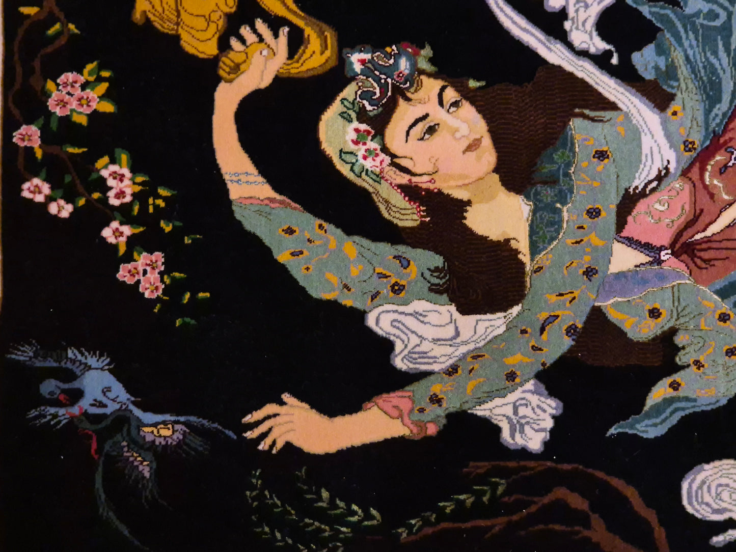 Täbriz Teppich Korkwolle mit Seide figürliche Darstellung