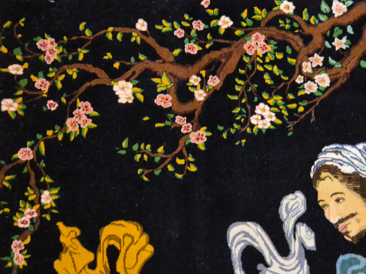 Täbriz Teppich Korkwolle mit Seide figürliche Darstellung