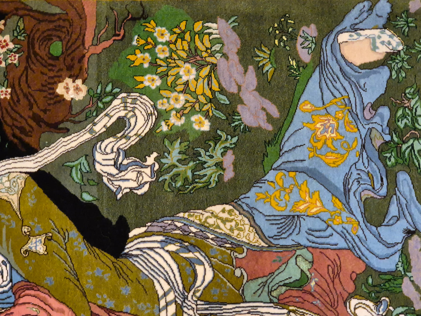 Täbriz Teppich Korkwolle mit Seide figürliche Darstellung