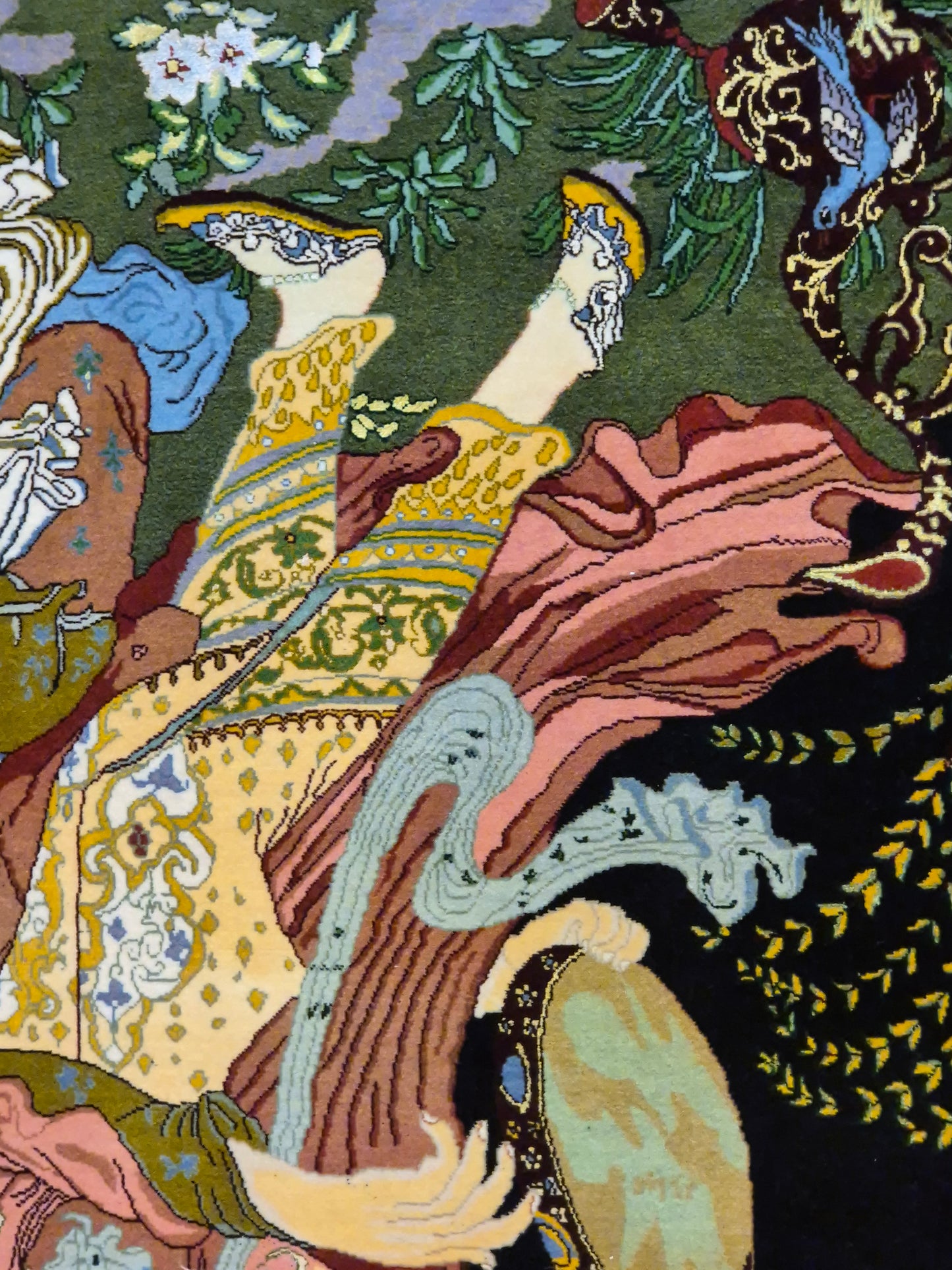 Täbriz Teppich Korkwolle mit Seide figürliche Darstellung