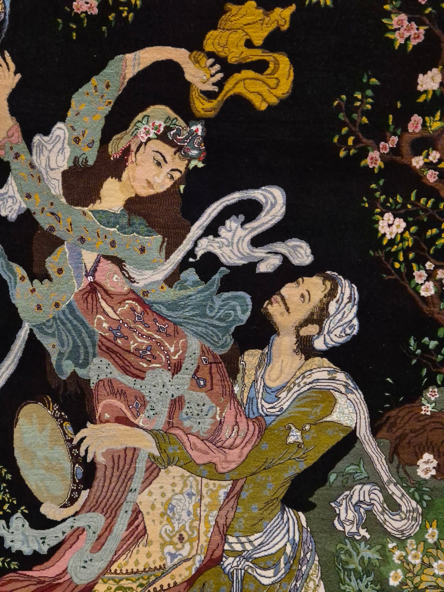 Täbriz Teppich Korkwolle mit Seide figürliche Darstellung