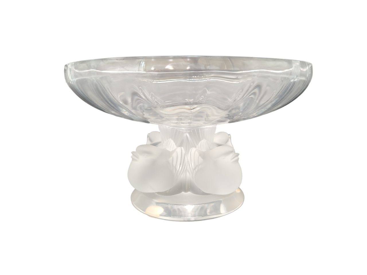 Lalique Nogent Schale Kristallglas signiert Bonboniere Vögel