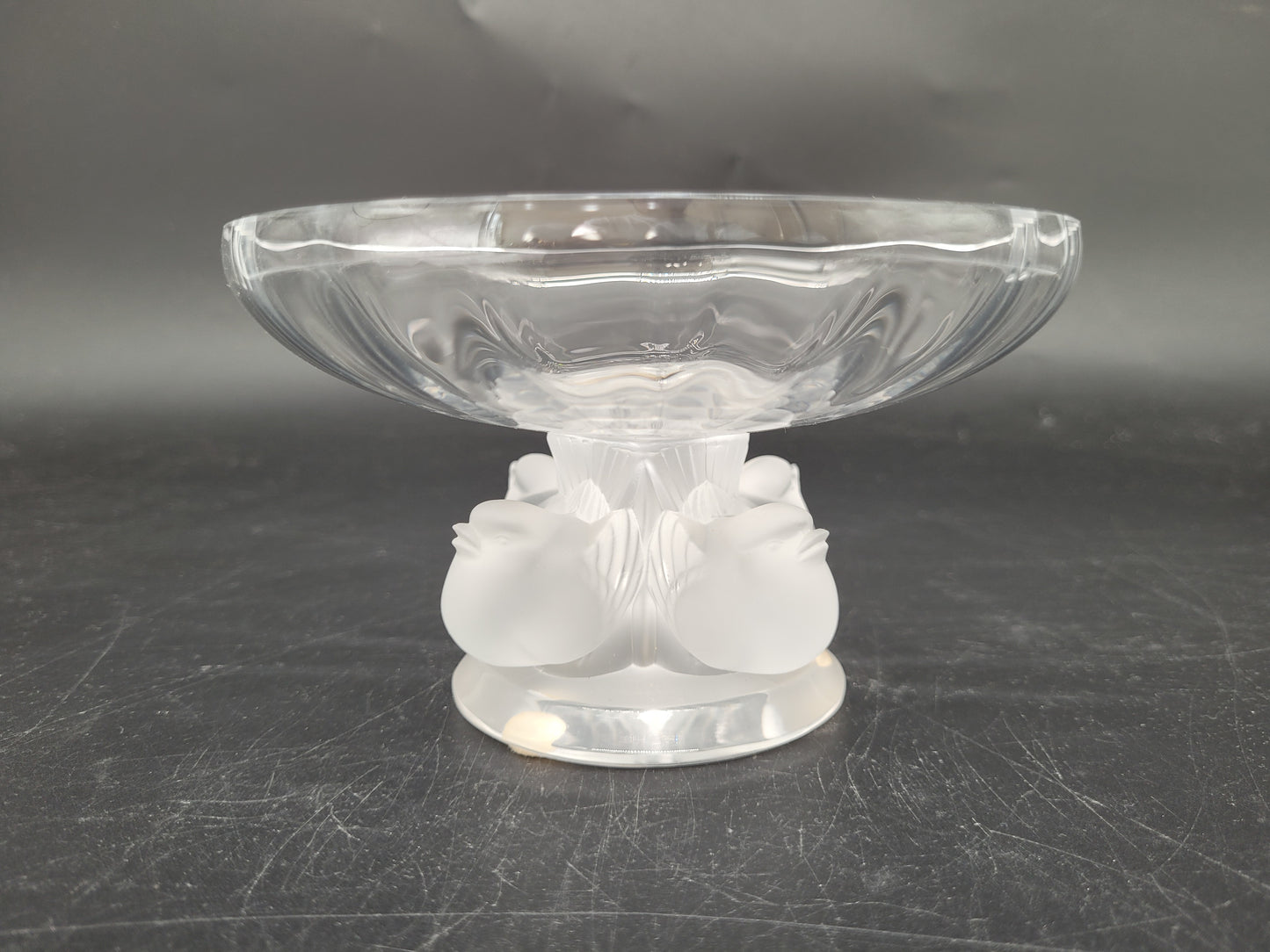 Lalique Nogent Schale Kristallglas signiert Bonboniere Vögel