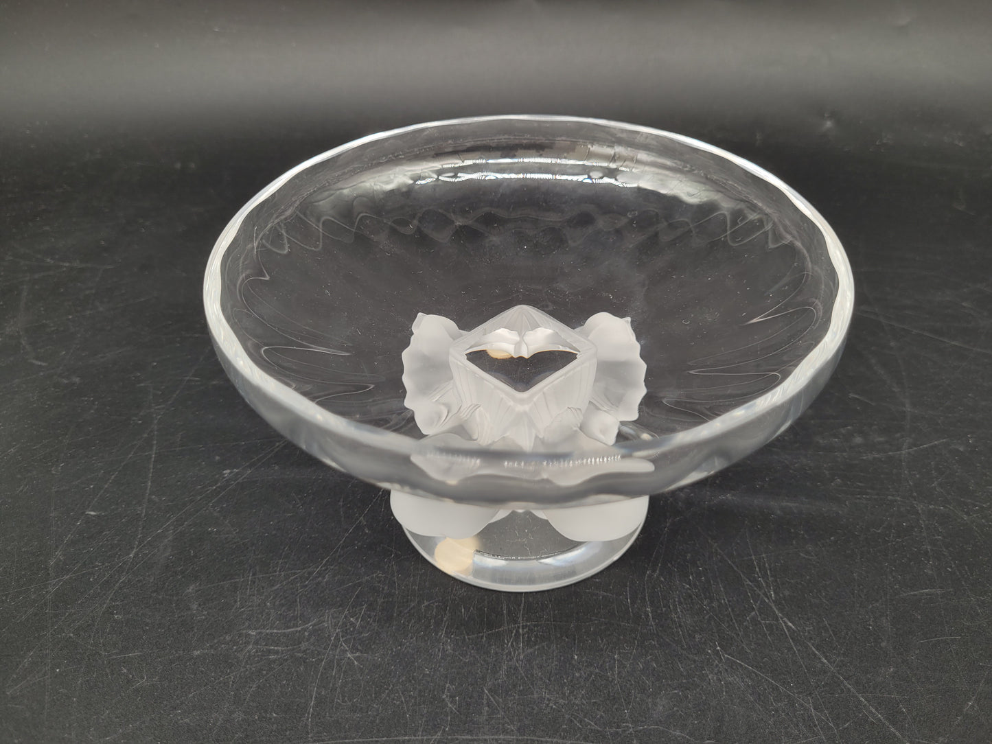 Lalique Nogent Schale Kristallglas signiert Bonboniere Vögel