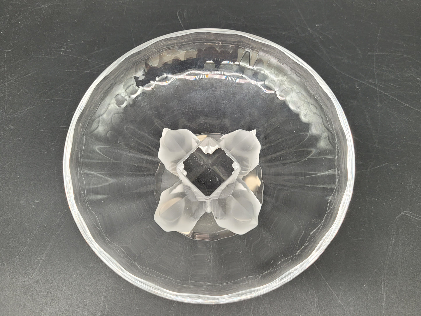 Lalique Nogent Schale Kristallglas signiert Bonboniere Vögel
