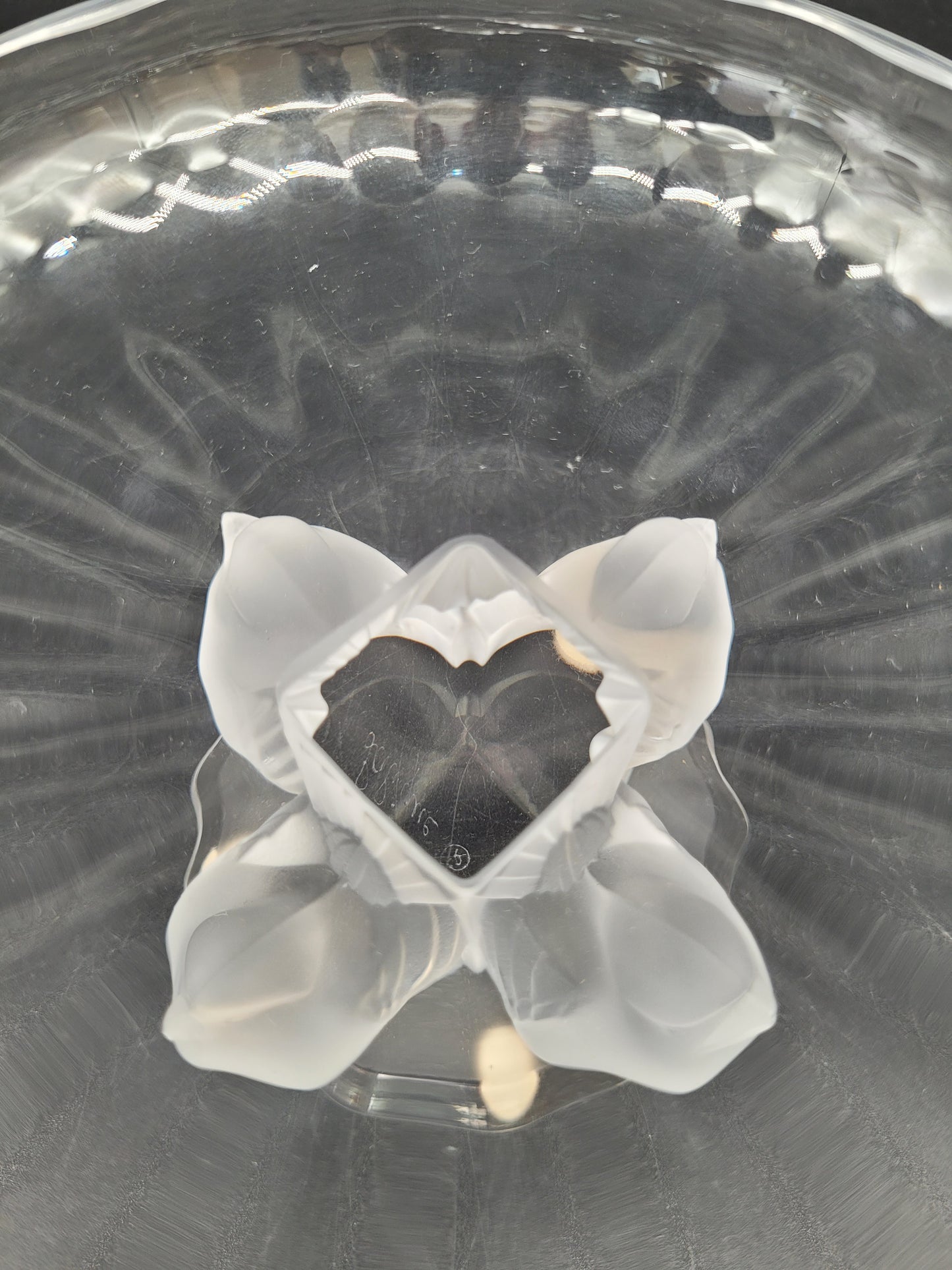 Lalique Nogent Schale Kristallglas signiert Bonboniere Vögel