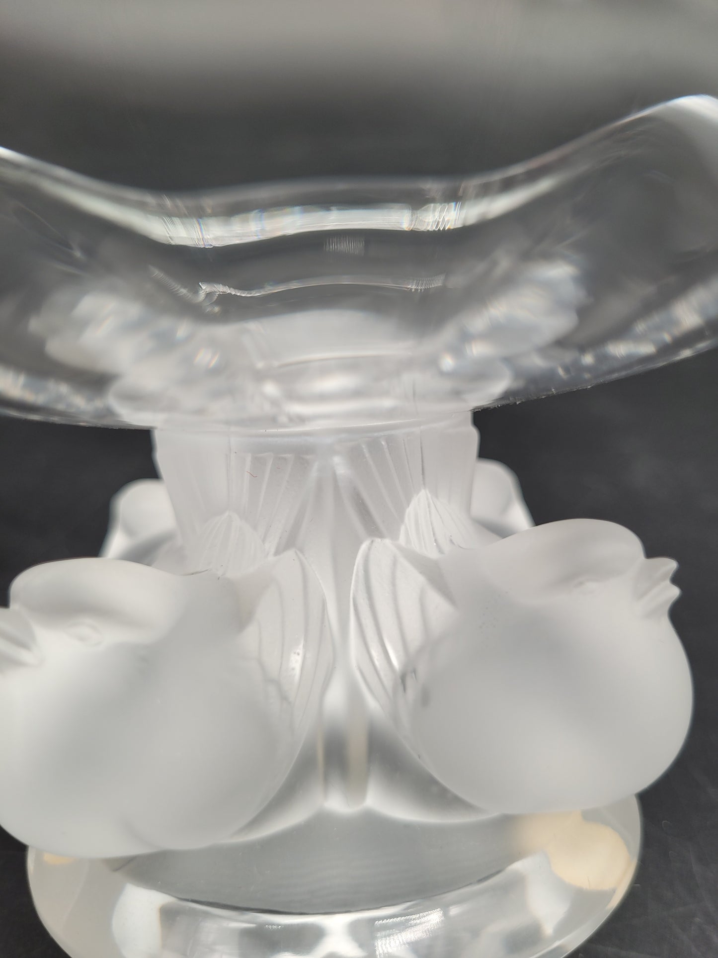 Lalique Nogent Schale Kristallglas signiert Bonboniere Vögel