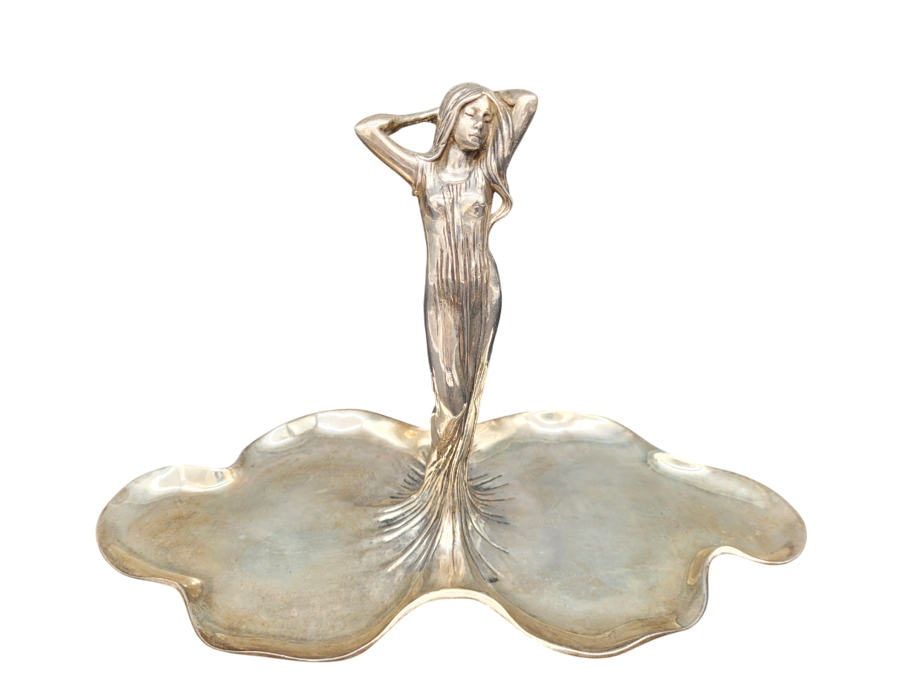 Schale Sterling Silber 925er mit Figur Jugendstil Art Nouveau 1041g