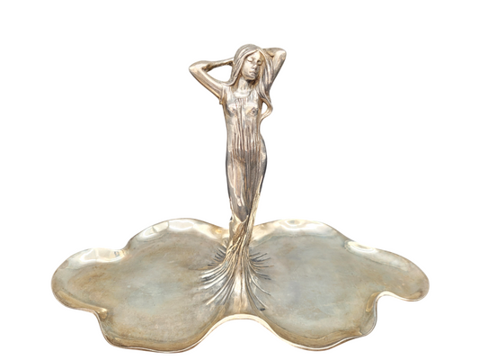 Schale Sterling Silber 925er mit Figur Jugendstil Art Nouveau 1041g