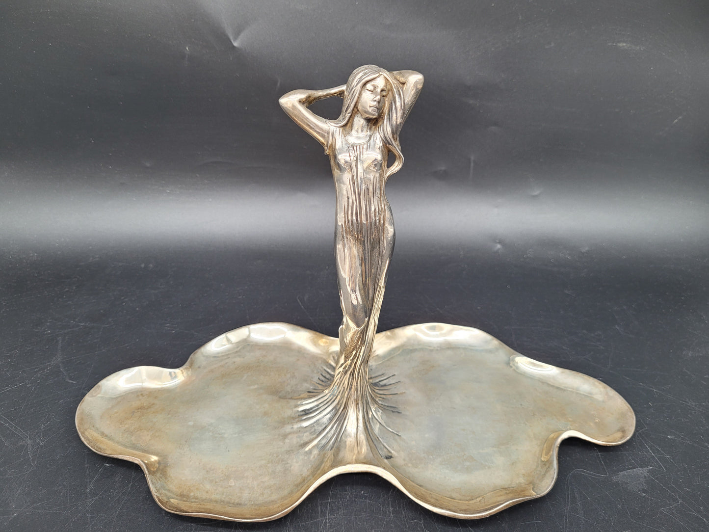 Schale Sterling Silber 925er mit Figur Jugendstil Art Nouveau 1041g