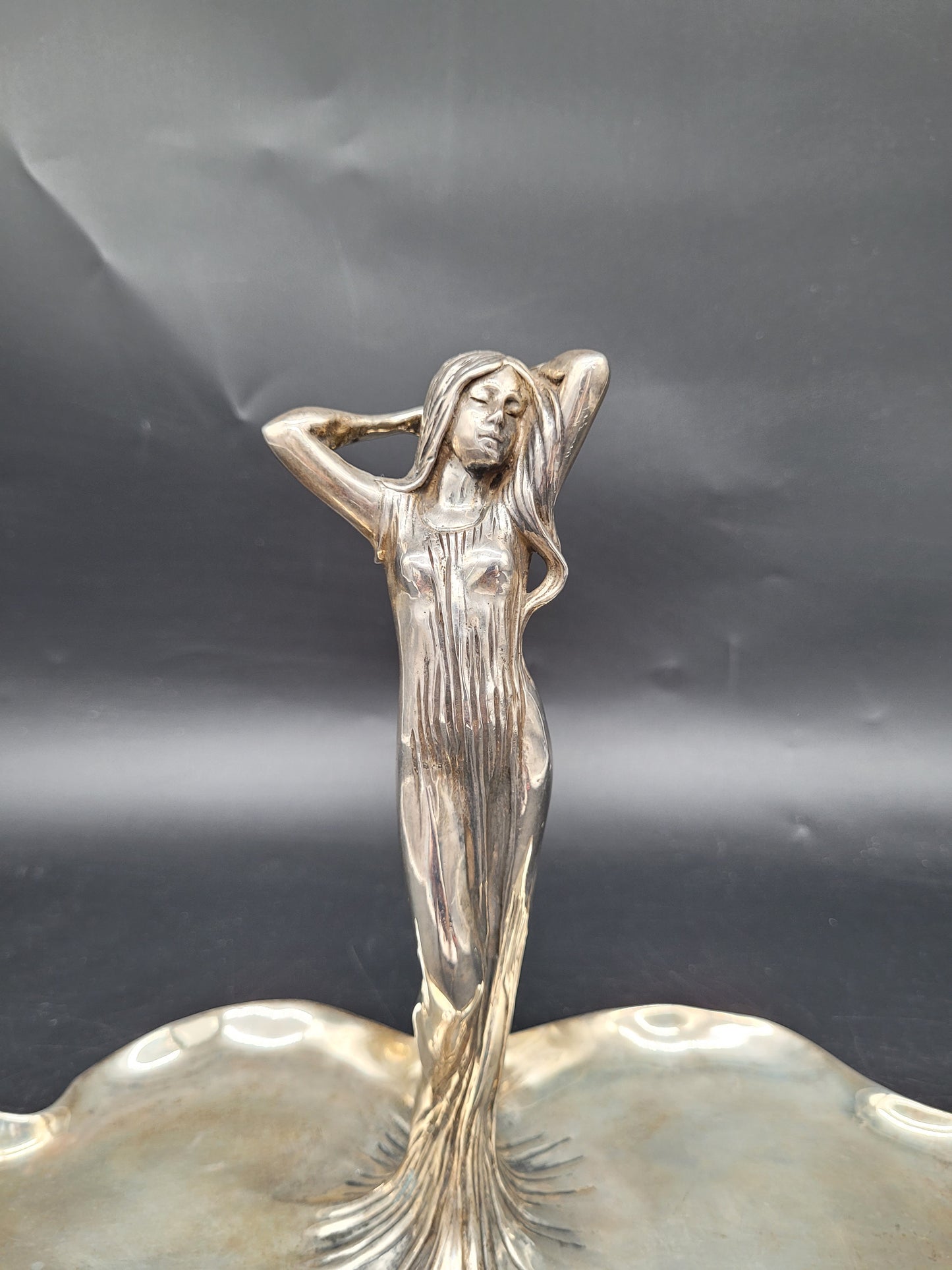 Schale Sterling Silber 925er mit Figur Jugendstil Art Nouveau 1041g