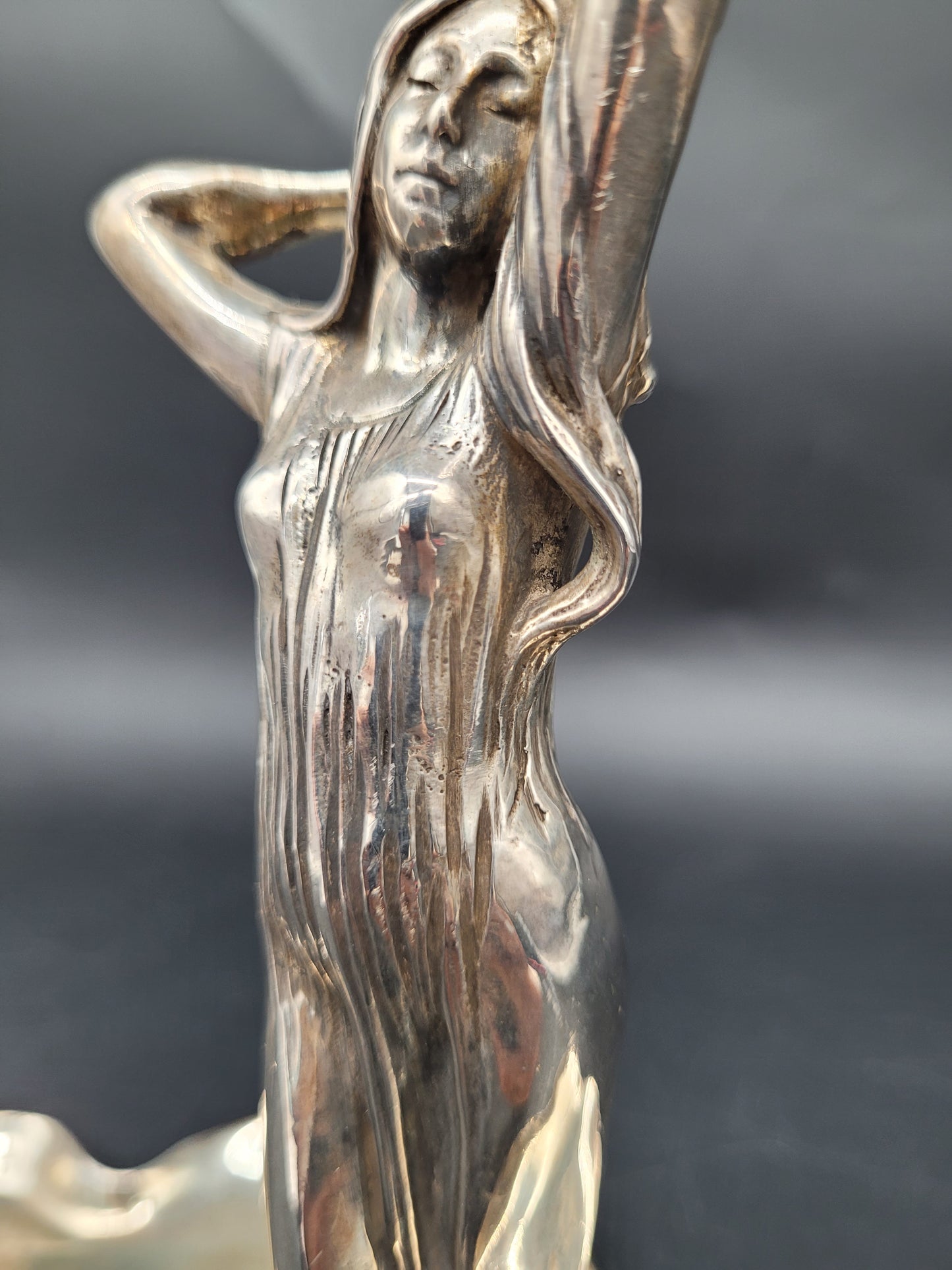 Schale Sterling Silber 925er mit Figur Jugendstil Art Nouveau 1041g