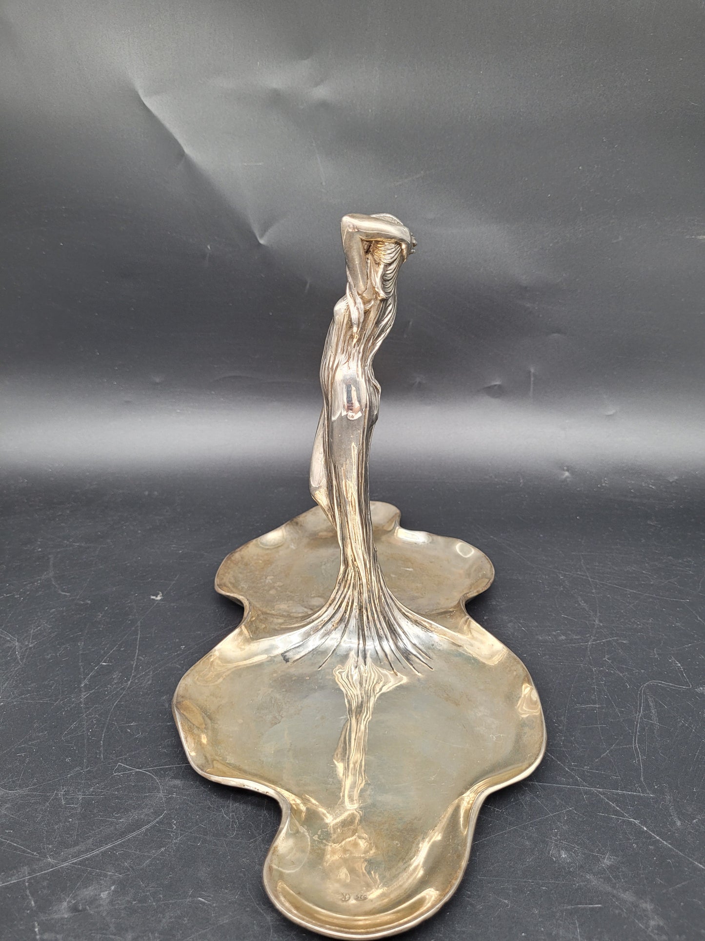 Schale Sterling Silber 925er mit Figur Jugendstil Art Nouveau 1041g