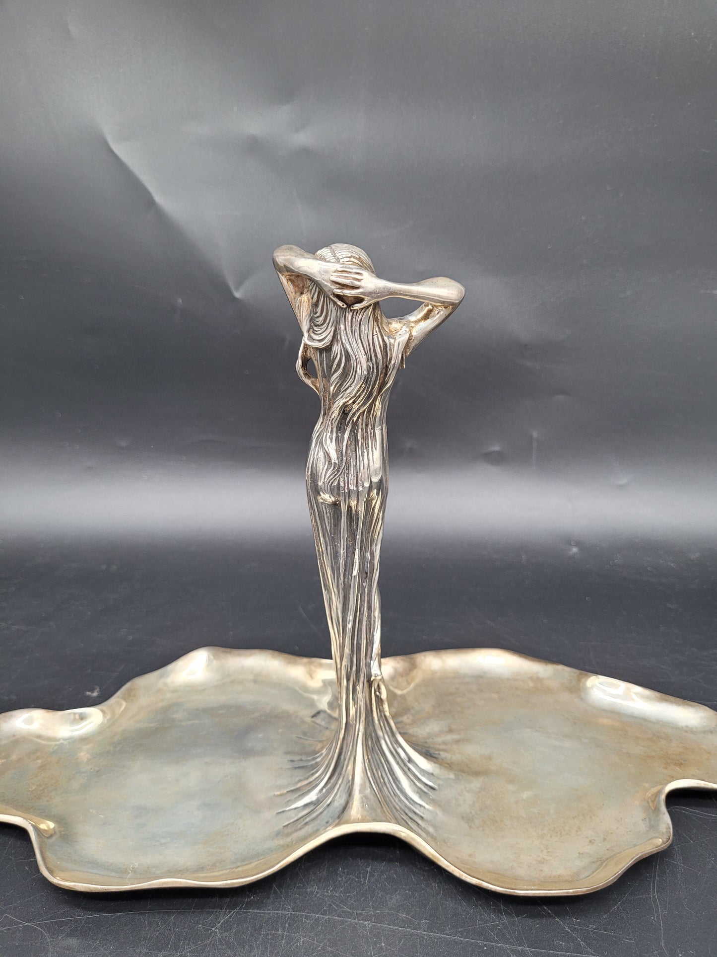 Schale Sterling Silber 925er mit Figur Jugendstil Art Nouveau 1041g